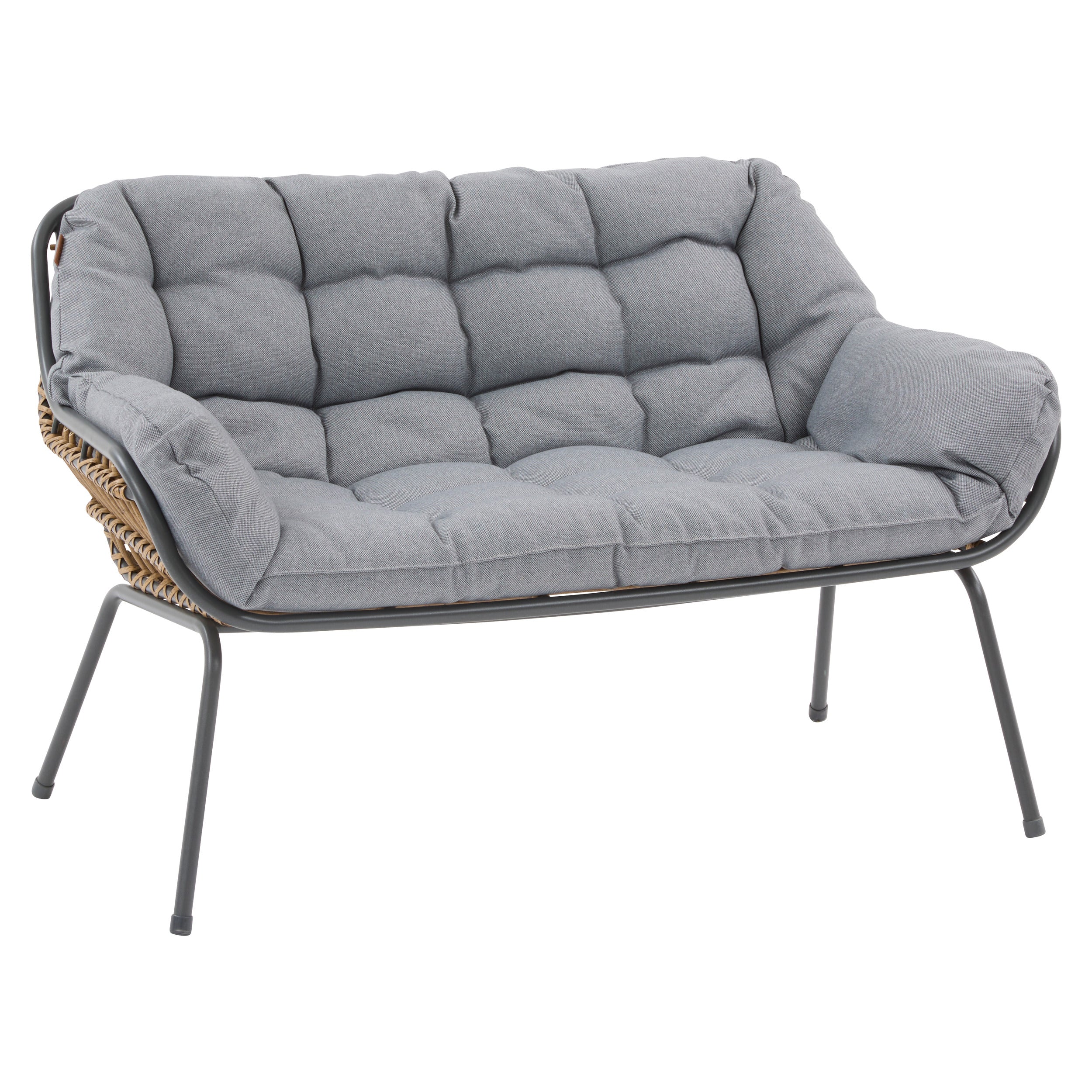 Set de lounge de gradina Paopao gri pentru 4 persoane de la Hesperide