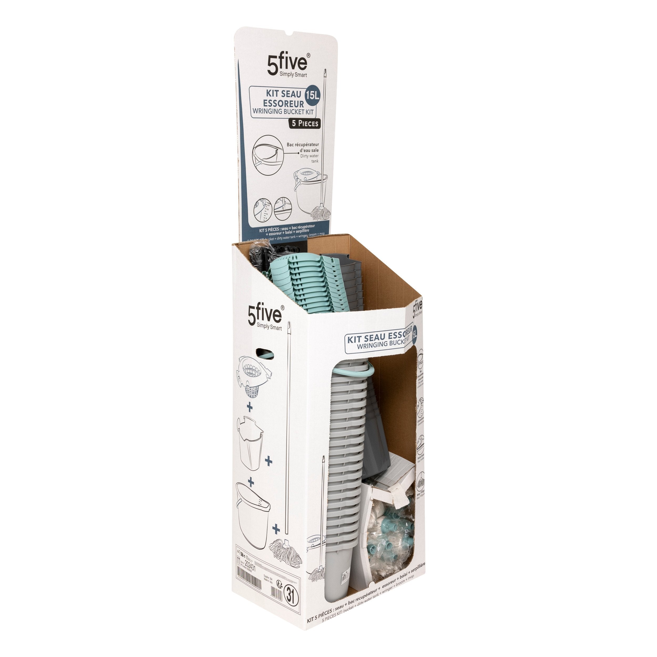 Accesoriu gospodarie, galeata cu matura cu mop 15 l set - Five