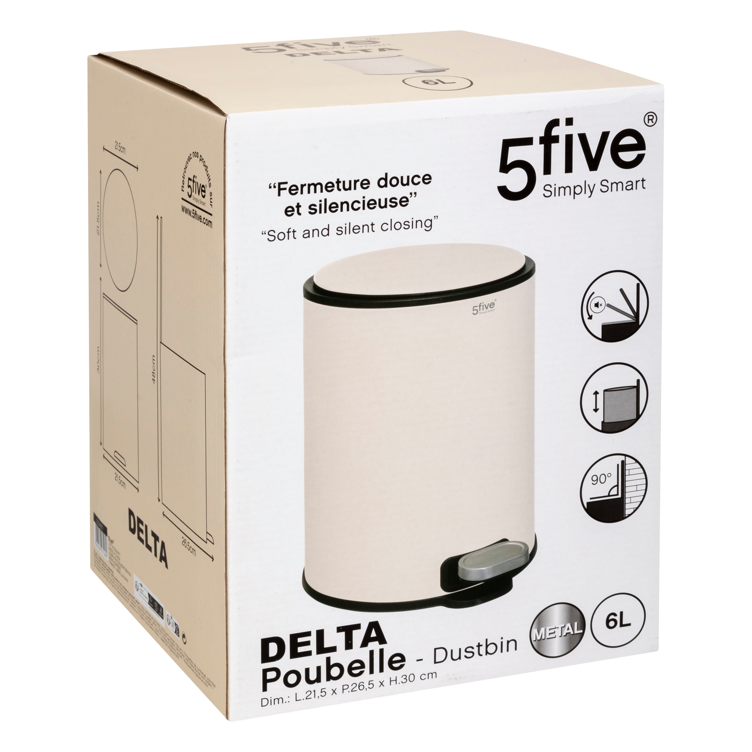 Cos de gunoi metal 6 l argile delta - Five