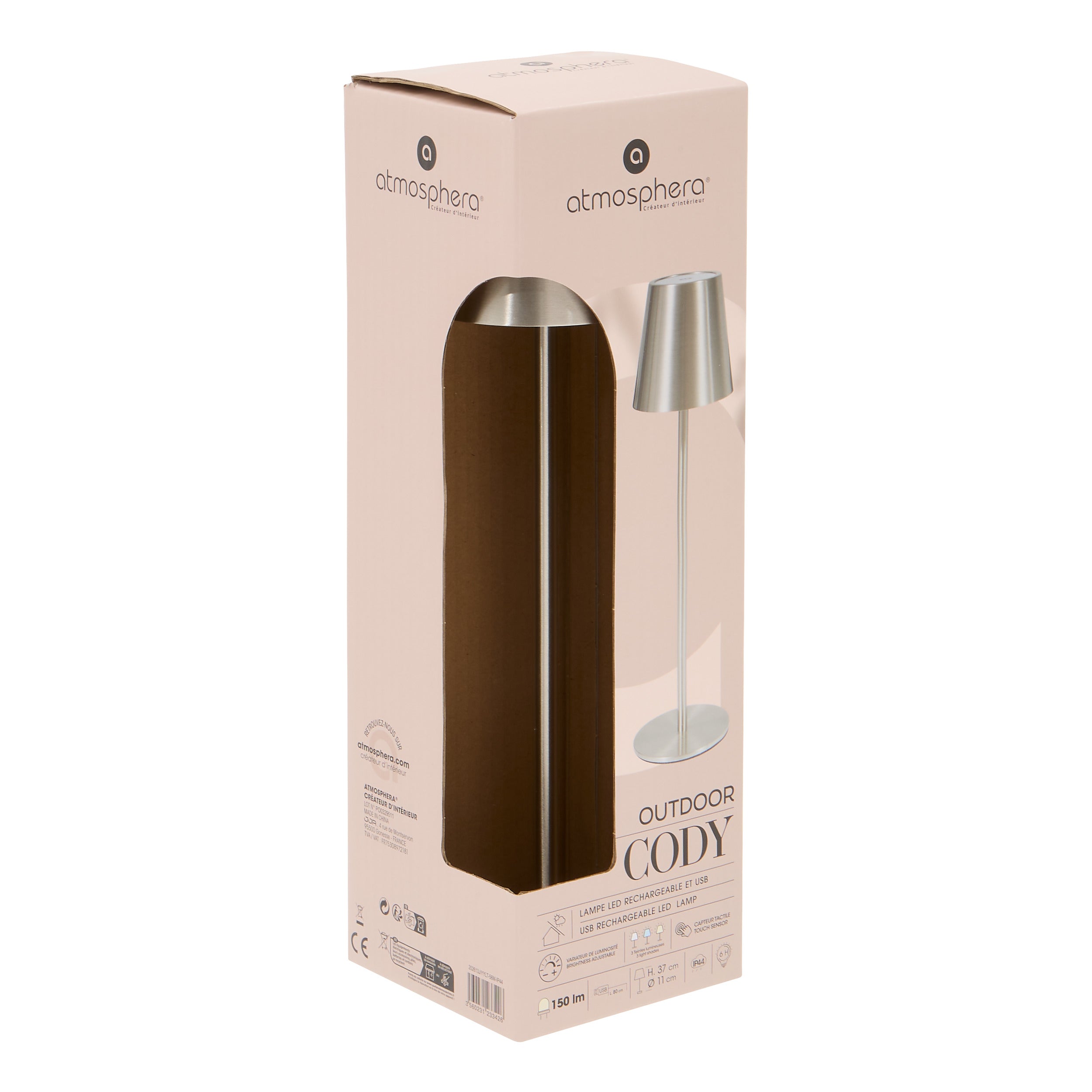 Corp de iluminat, cody argintiu USB lampa exterior H36 cm - Atmosphera