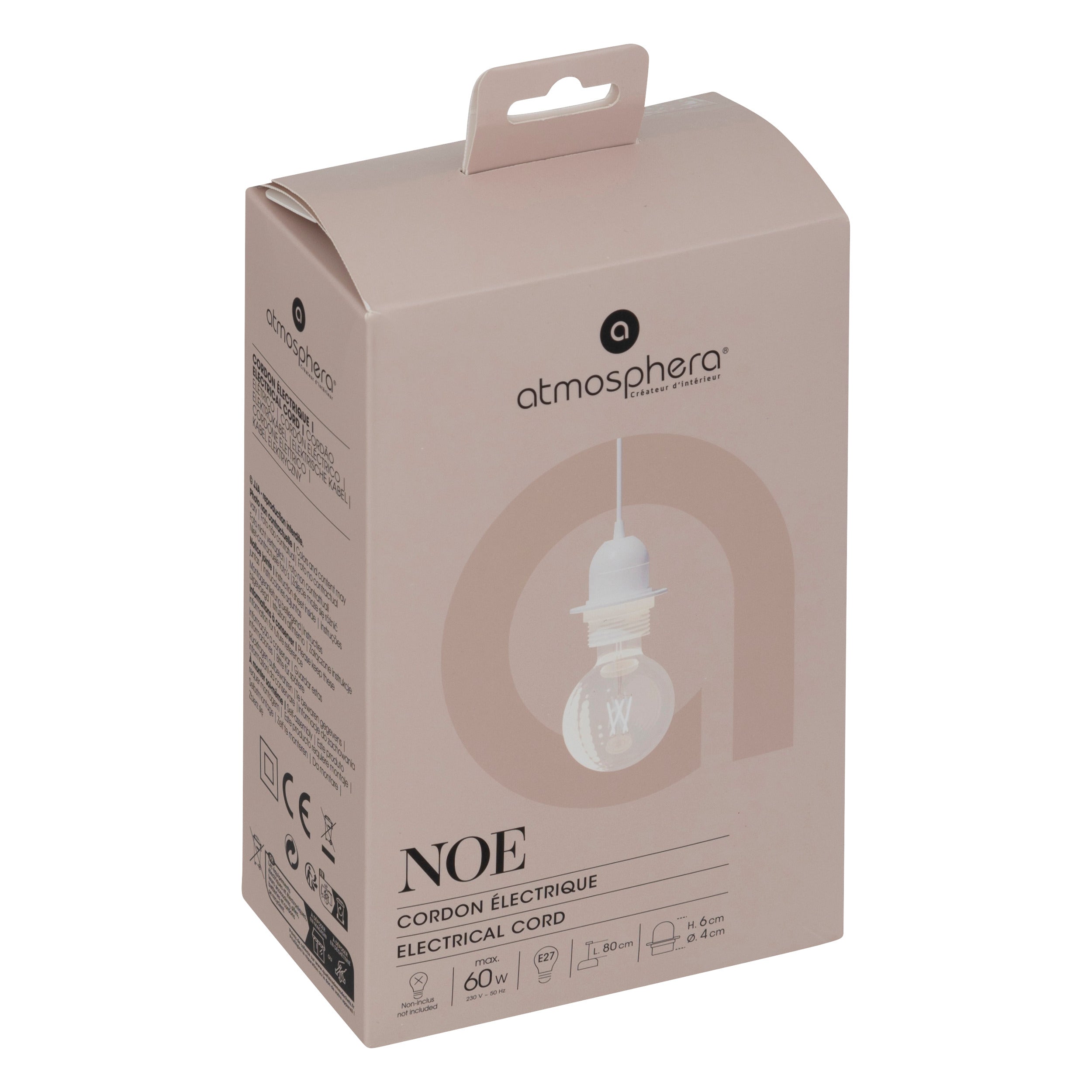 Corp de iluminat, cablu alimentare metal alb noe L80 - Atmosphera