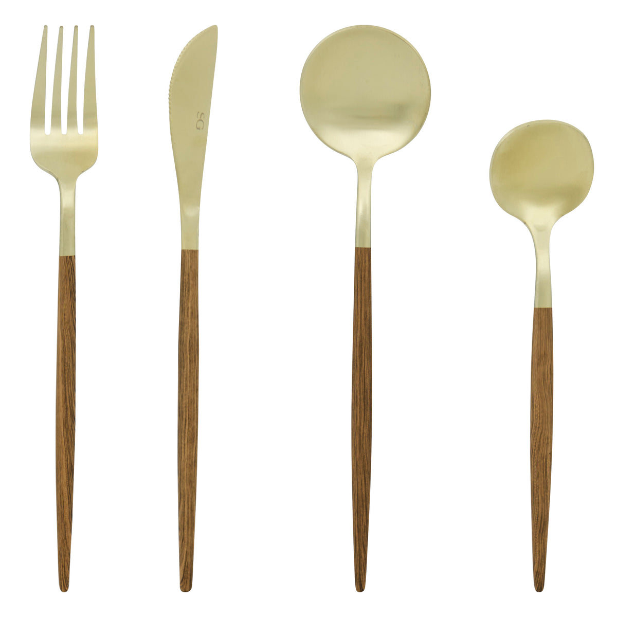 Tacam, cutlery set 24 piese ida lemn/auriu - Secret de Gourmet