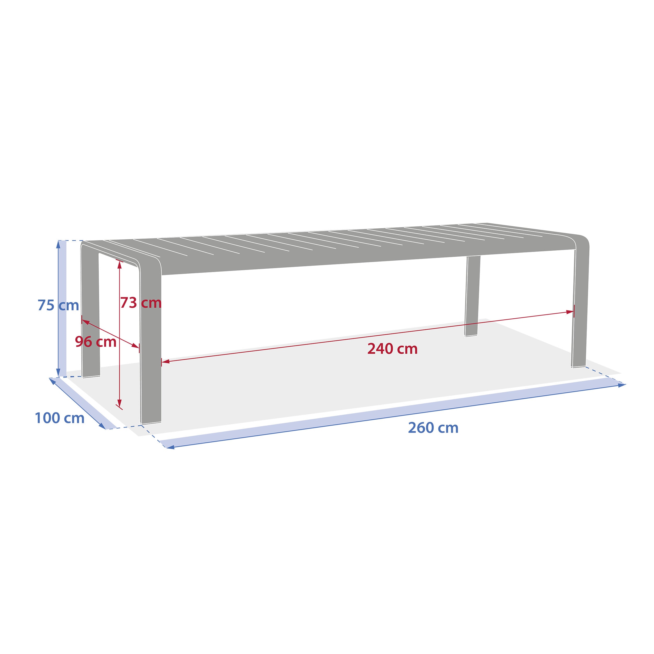 Masa de gradina Domilly pentru 10 persoane, culoare cafea, de la Hesperide, L. 259,5 x l. 75 x I. 100 cm