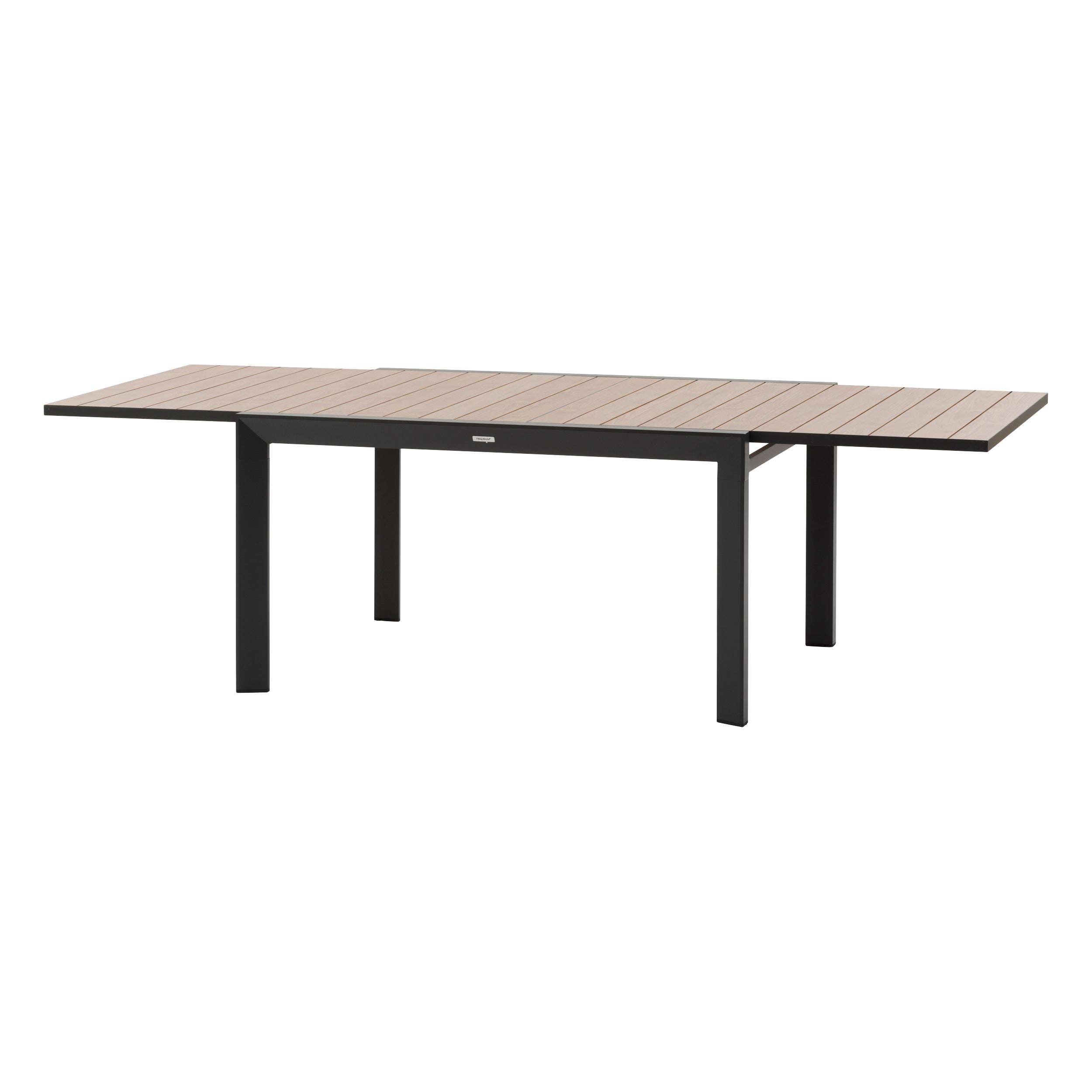 Masa de gradina extensibila glisanta Hesperide, efect lemn miere si grafit, 10 locuri, laterale din aluminiu