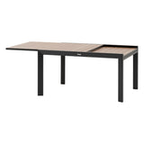 Masa de gradina extensibila glisanta Hesperide, efect lemn miere si grafit, 10 locuri, laterale din aluminiu