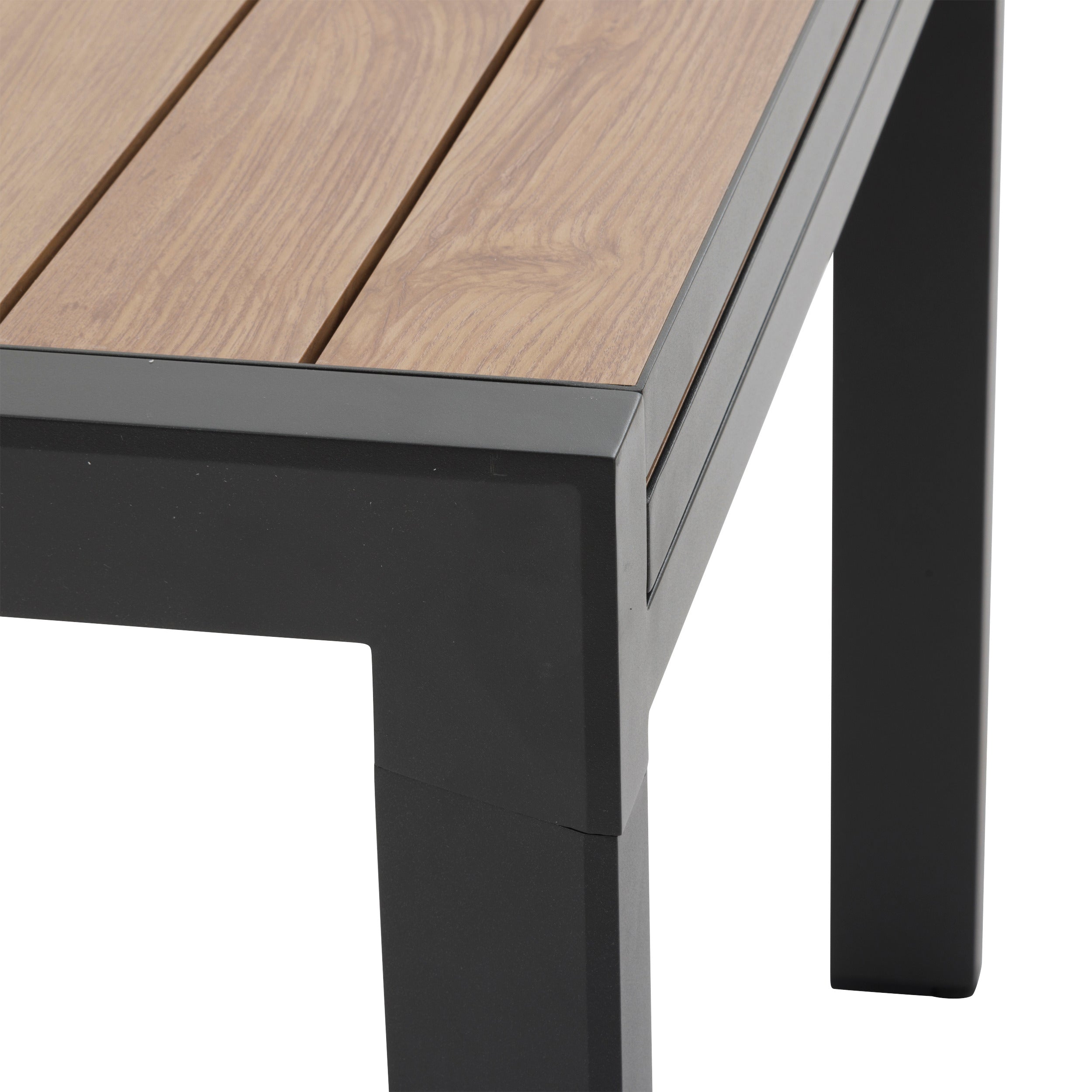 Masa de gradina extensibila glisanta Hesperide, efect lemn miere si grafit, 10 locuri, laterale din aluminiu