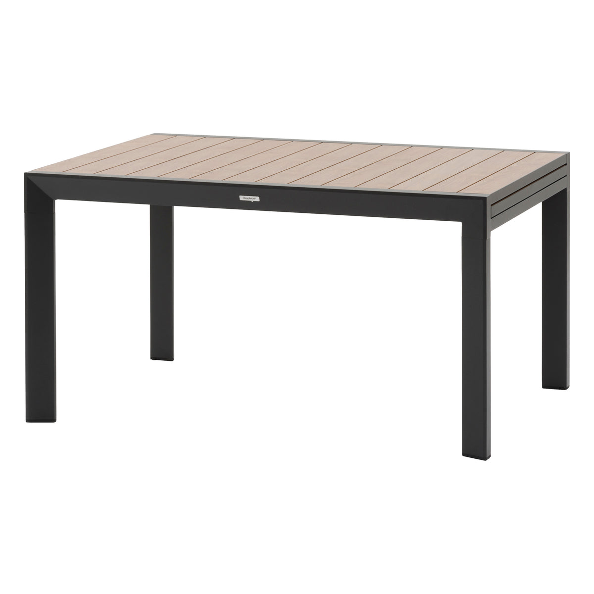Masa de gradina extensibila glisanta Hesperide, efect lemn miere si grafit, 10 locuri, laterale din aluminiu