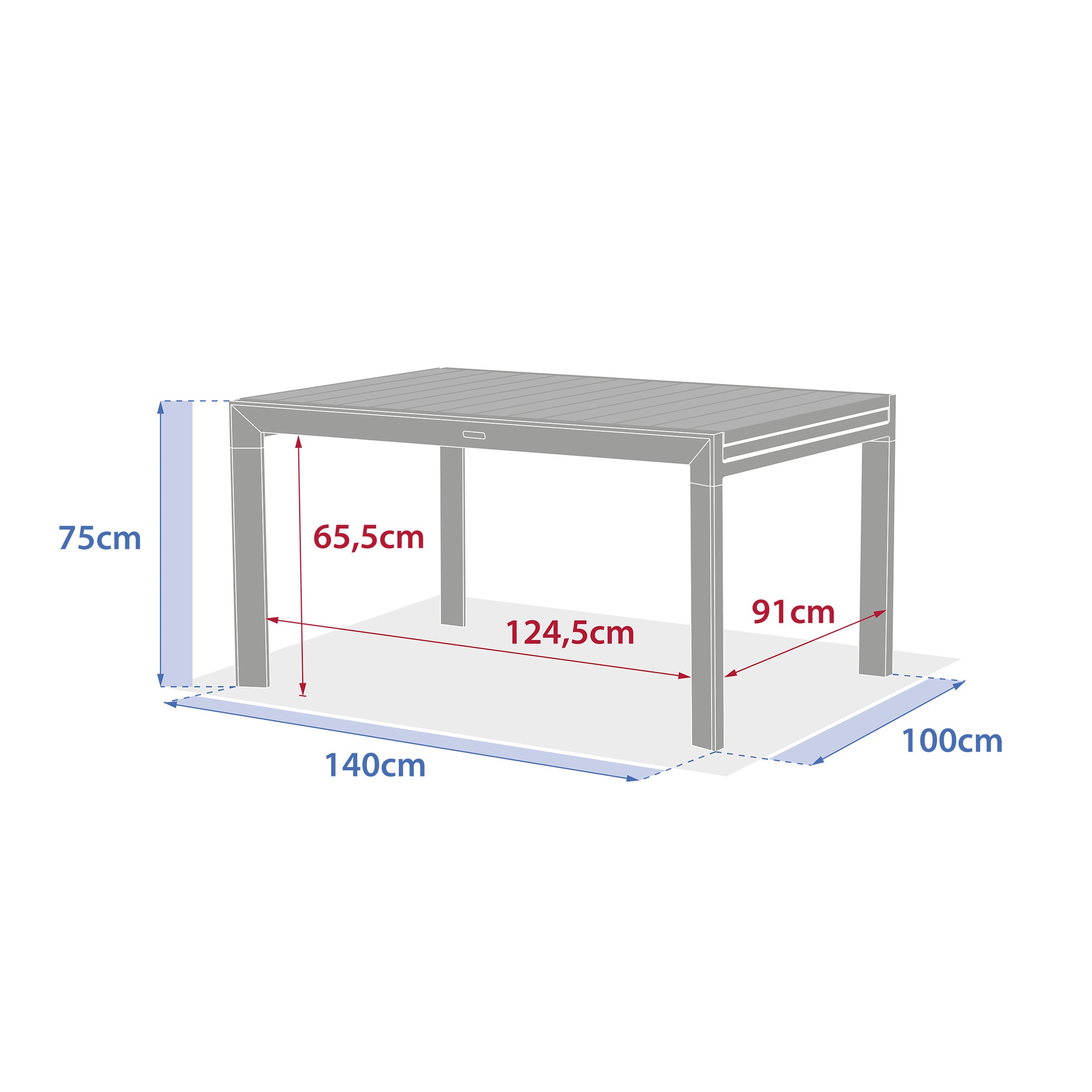 Masa de gradina extensibila glisanta Hesperide, efect lemn miere si grafit, 10 locuri, laterale din aluminiu