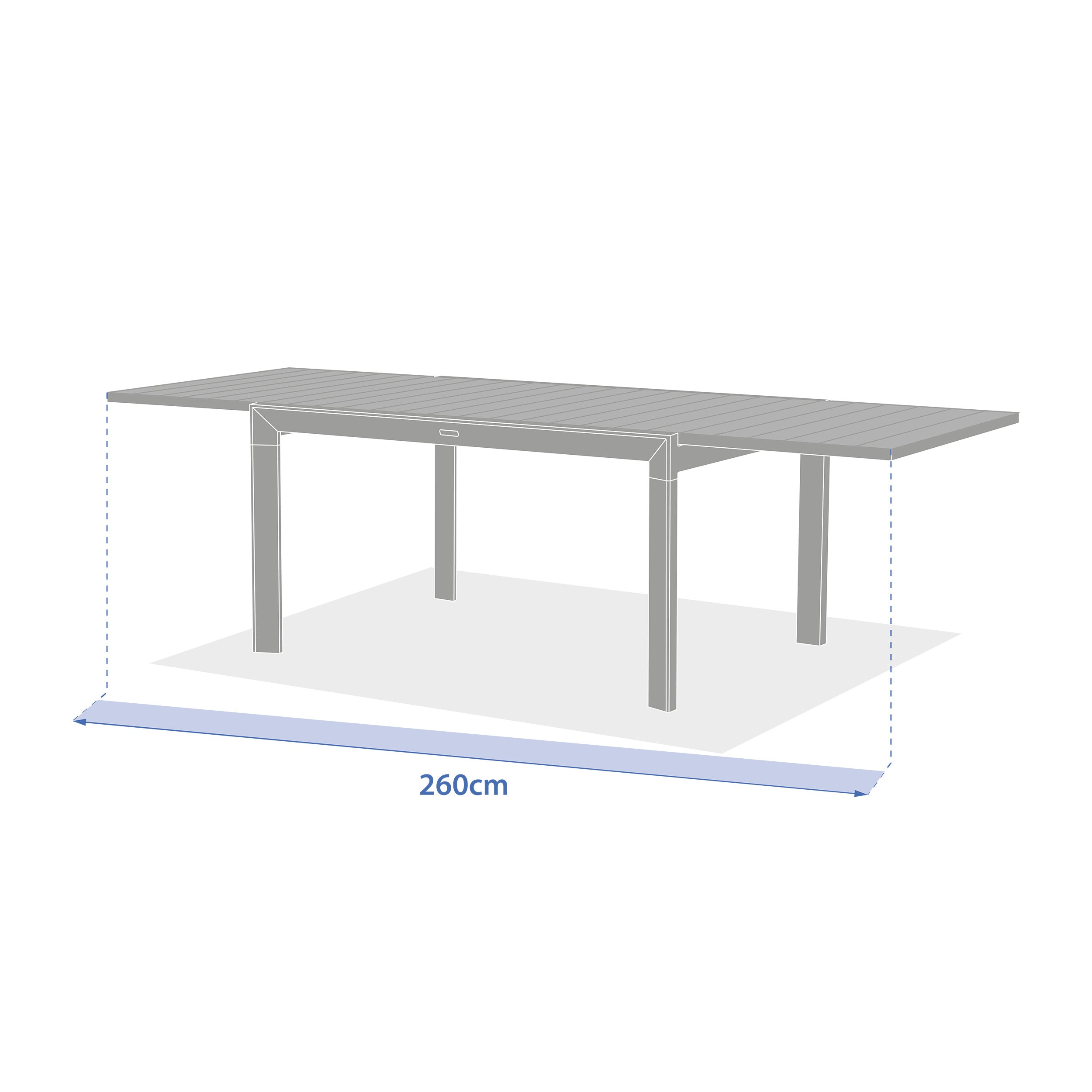 Masa de gradina extensibila glisanta Hesperide, efect lemn miere si grafit, 10 locuri, laterale din aluminiu