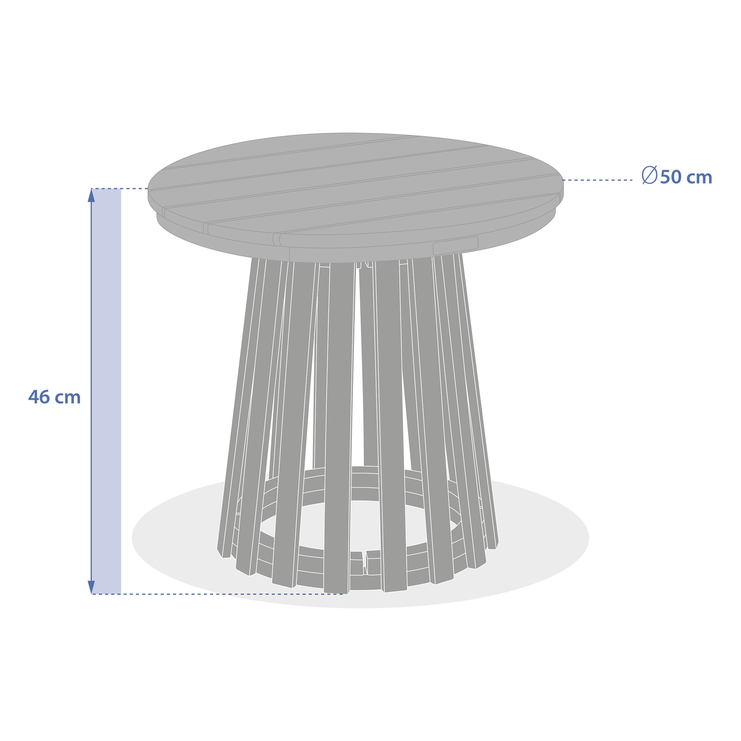 Masa laterala rotunda de gradina Osuna 50 x 50 cm din lemn de salcam - Hesperide