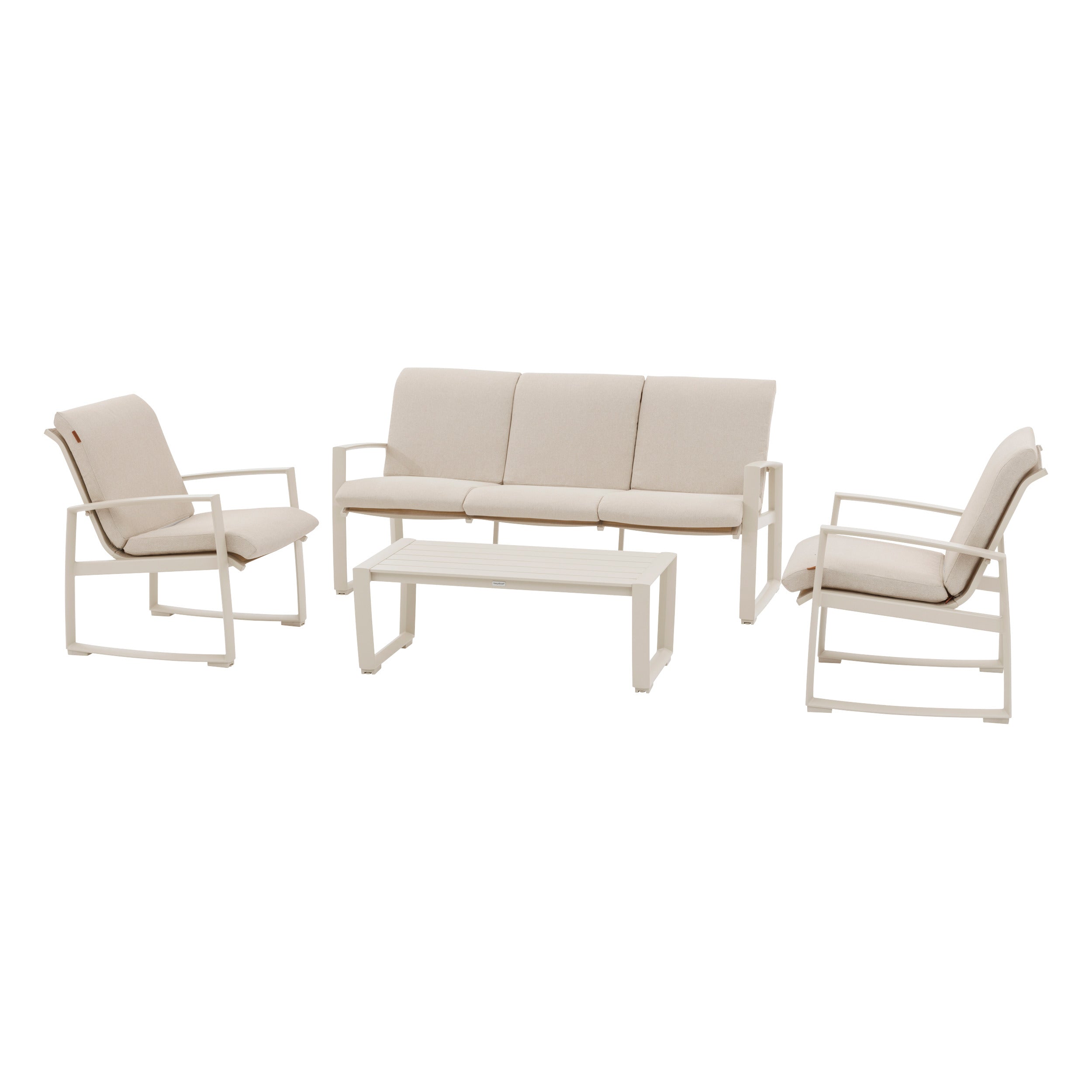 Set de mobilier de gradina Boreane cu 5 locuri din in si lut, fabricat din aluminiu, textilena si poliester - Hesperide