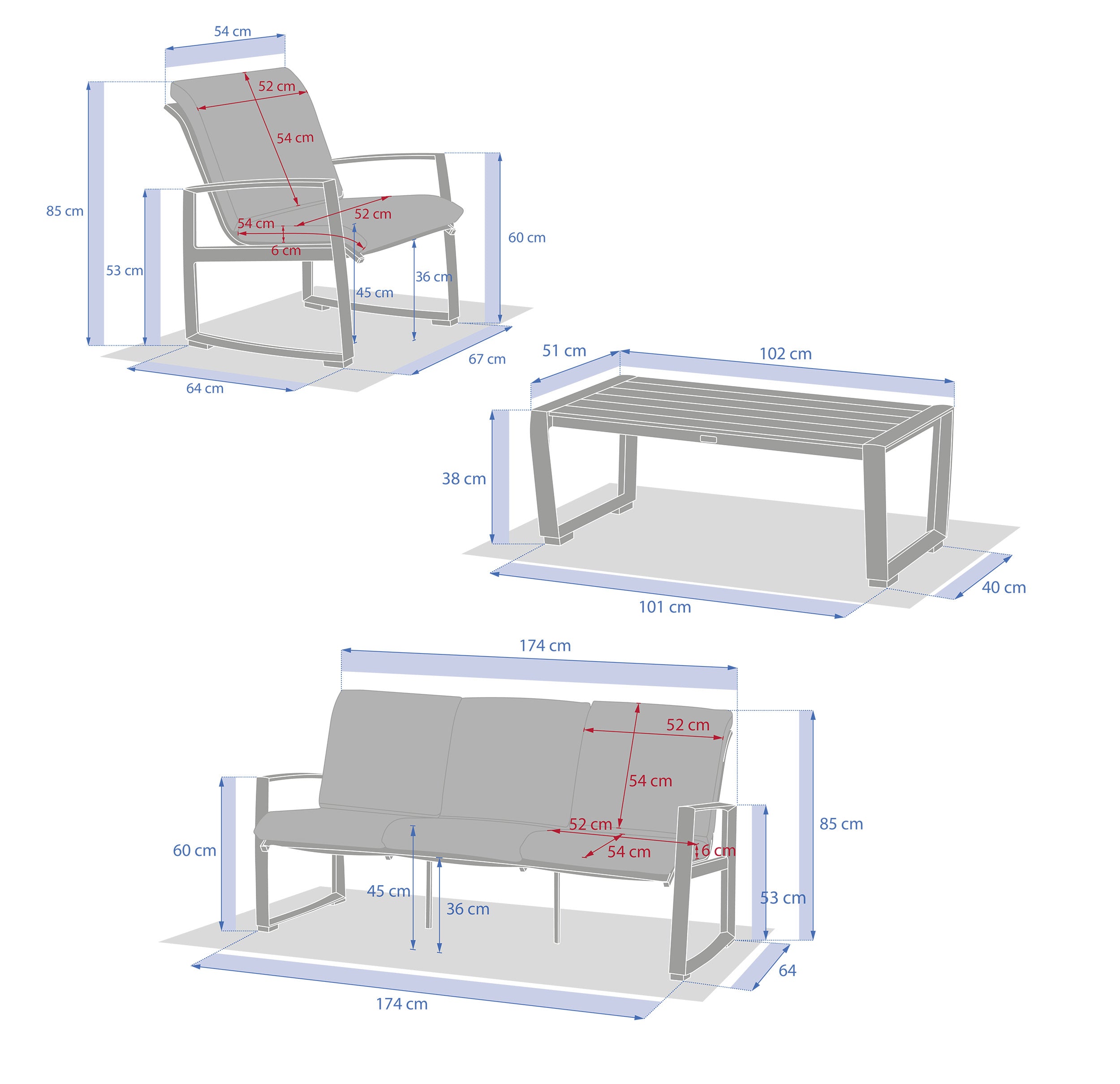 Set de mobilier de gradina Boreane cu 5 locuri din in si lut, fabricat din aluminiu, textilena si poliester - Hesperide