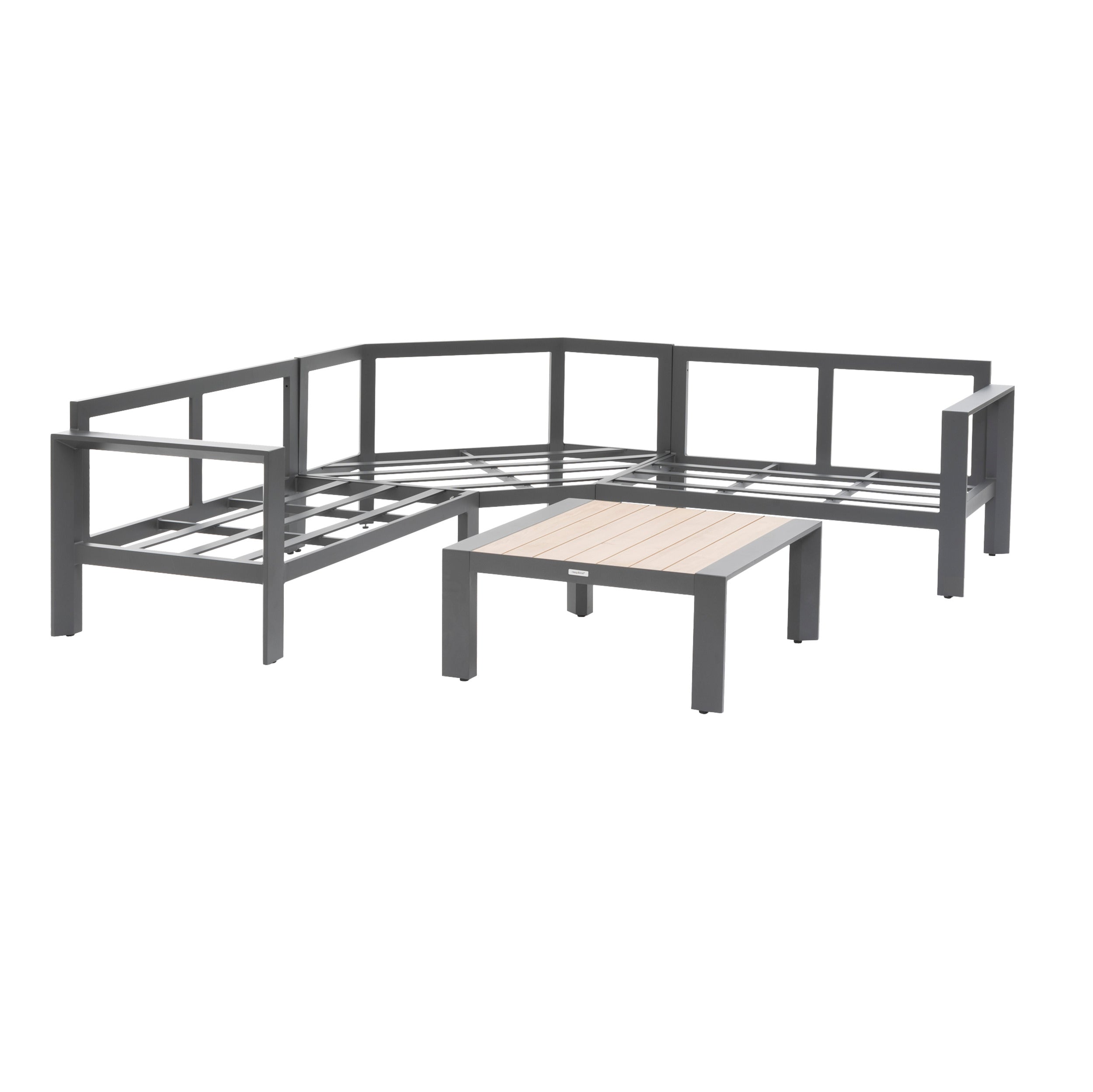 Set de colt de gradina Hesperide Evasion cu 5 locuri, grafit si miere, din olefina si aluminiu -
