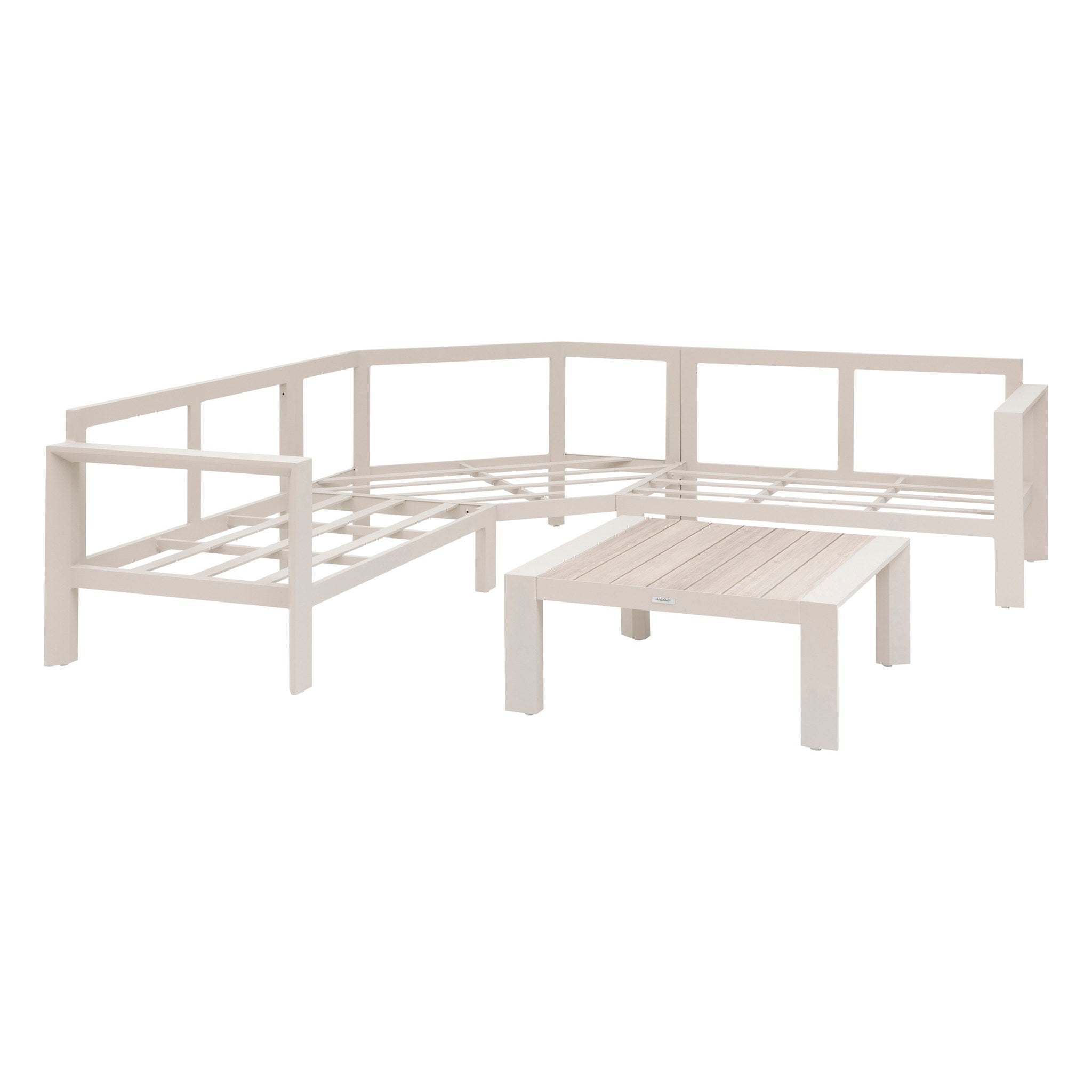 Set de colt de gradina Hesperide Evasion cu 5 locuri, din lut si in, din olefina si aluminiu -