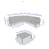 Set de colt de gradina Hesperide Evasion cu 5 locuri, din lut si in, din olefina si aluminiu -