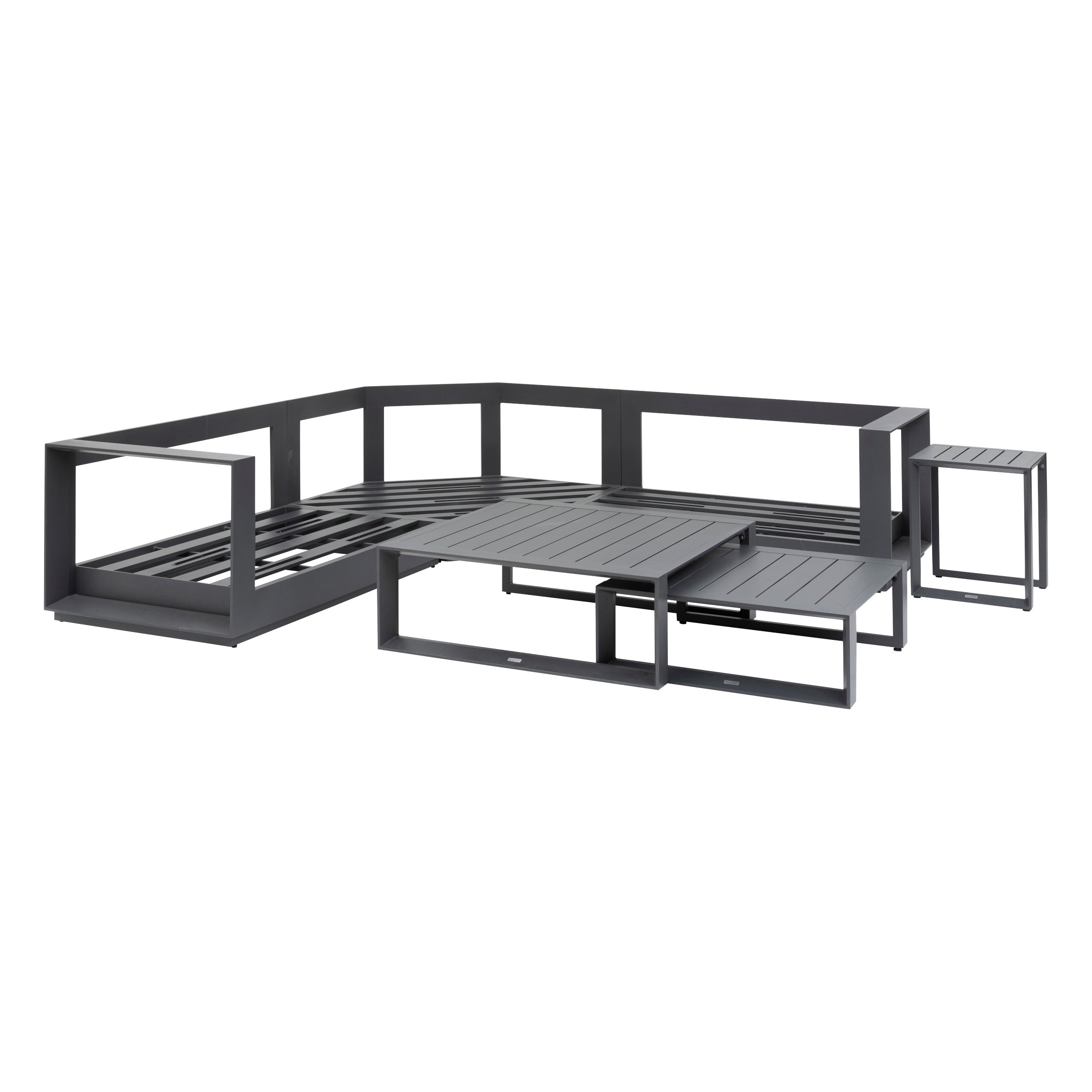 Set de colt de gradina Allure graphite cu 5 locuri din aluminiu si poliester - Hesperide