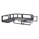 Set de colt de gradina Allure graphite cu 5 locuri din aluminiu si poliester - Hesperide