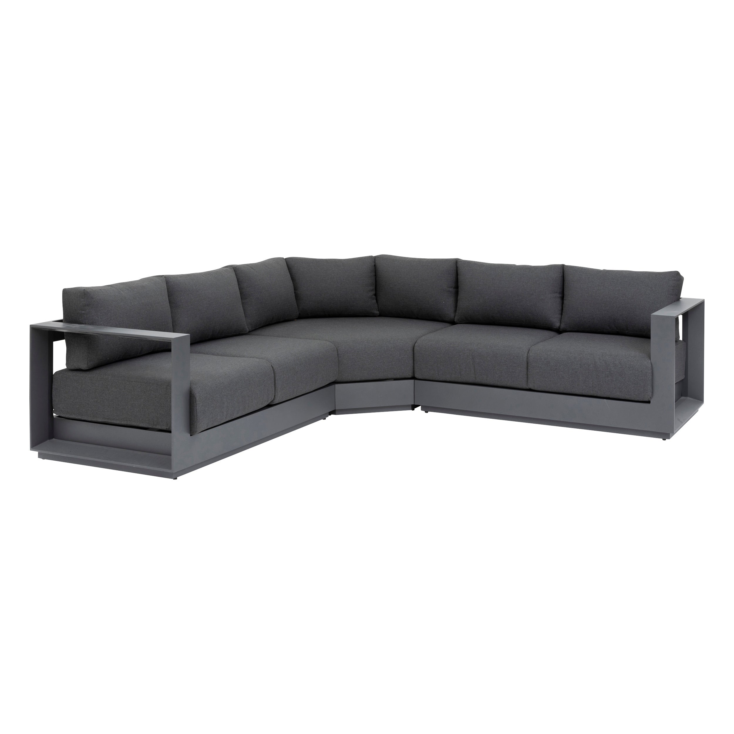 Set de colt de gradina Allure graphite cu 5 locuri din aluminiu si poliester - Hesperide