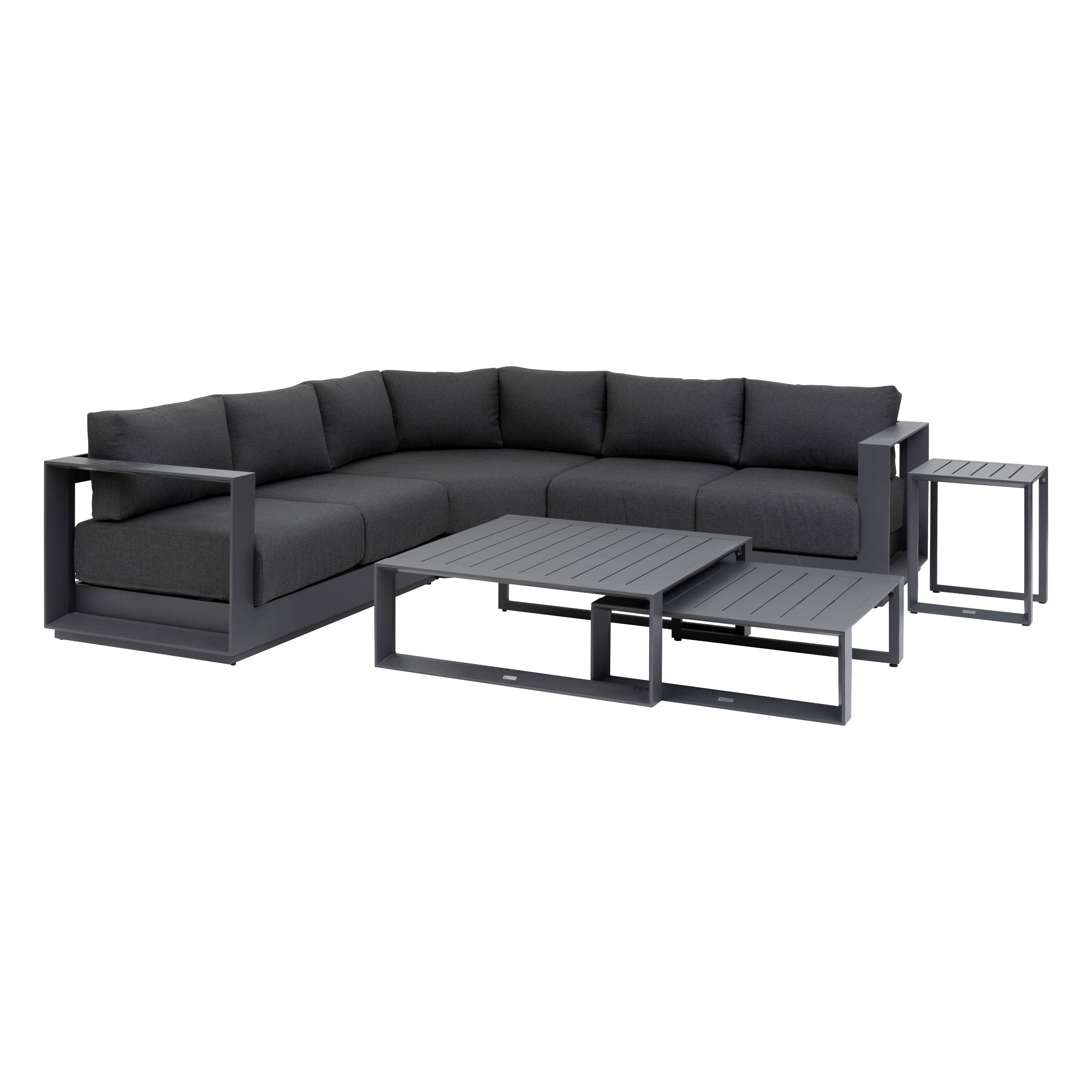 Set de colt de gradina Allure graphite cu 5 locuri din aluminiu si poliester - Hesperide