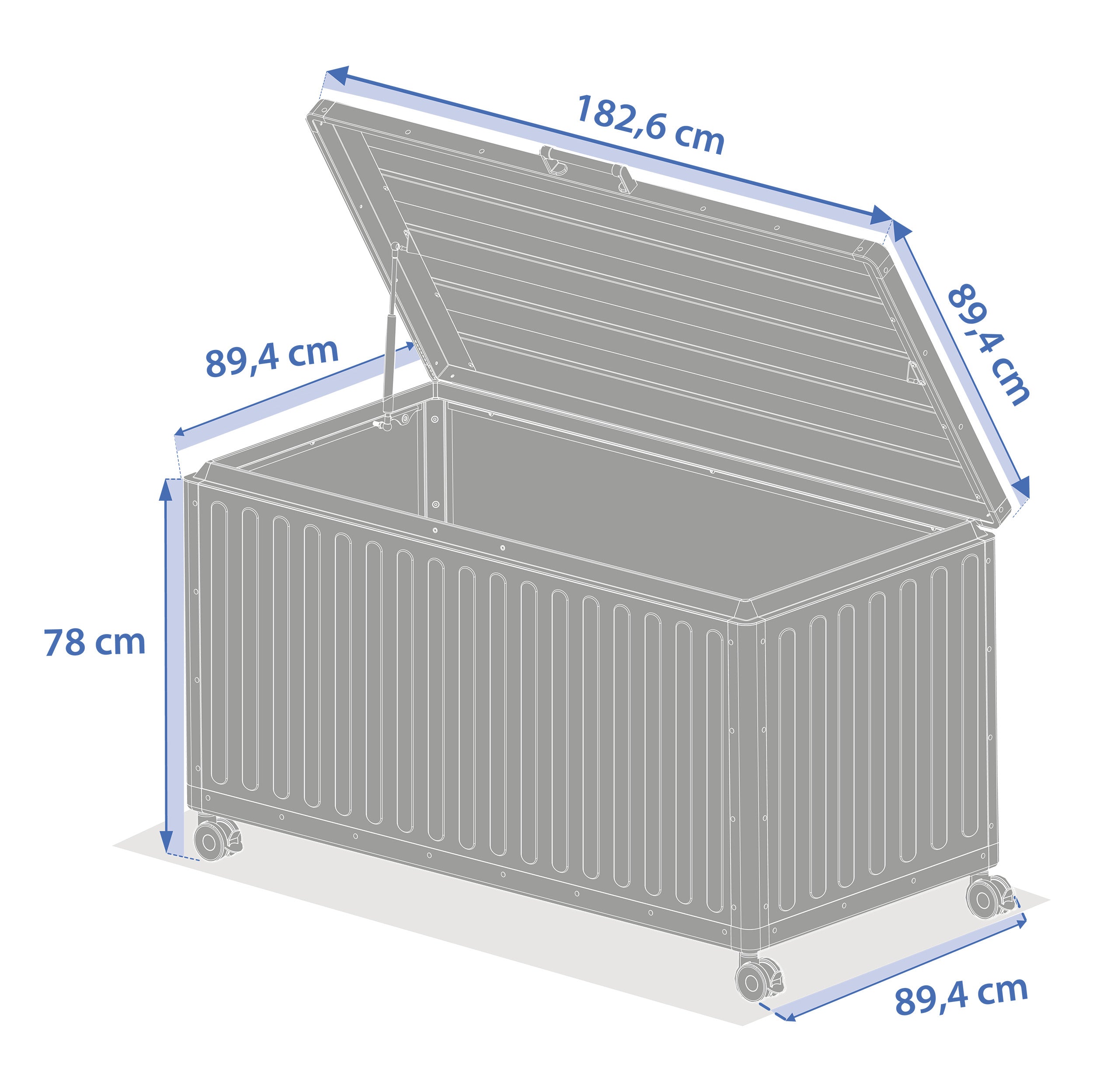 Lada de depozitare Edenio din lut, 182,2 x 78 x 89,4 cm, aluminiu - Hesperide