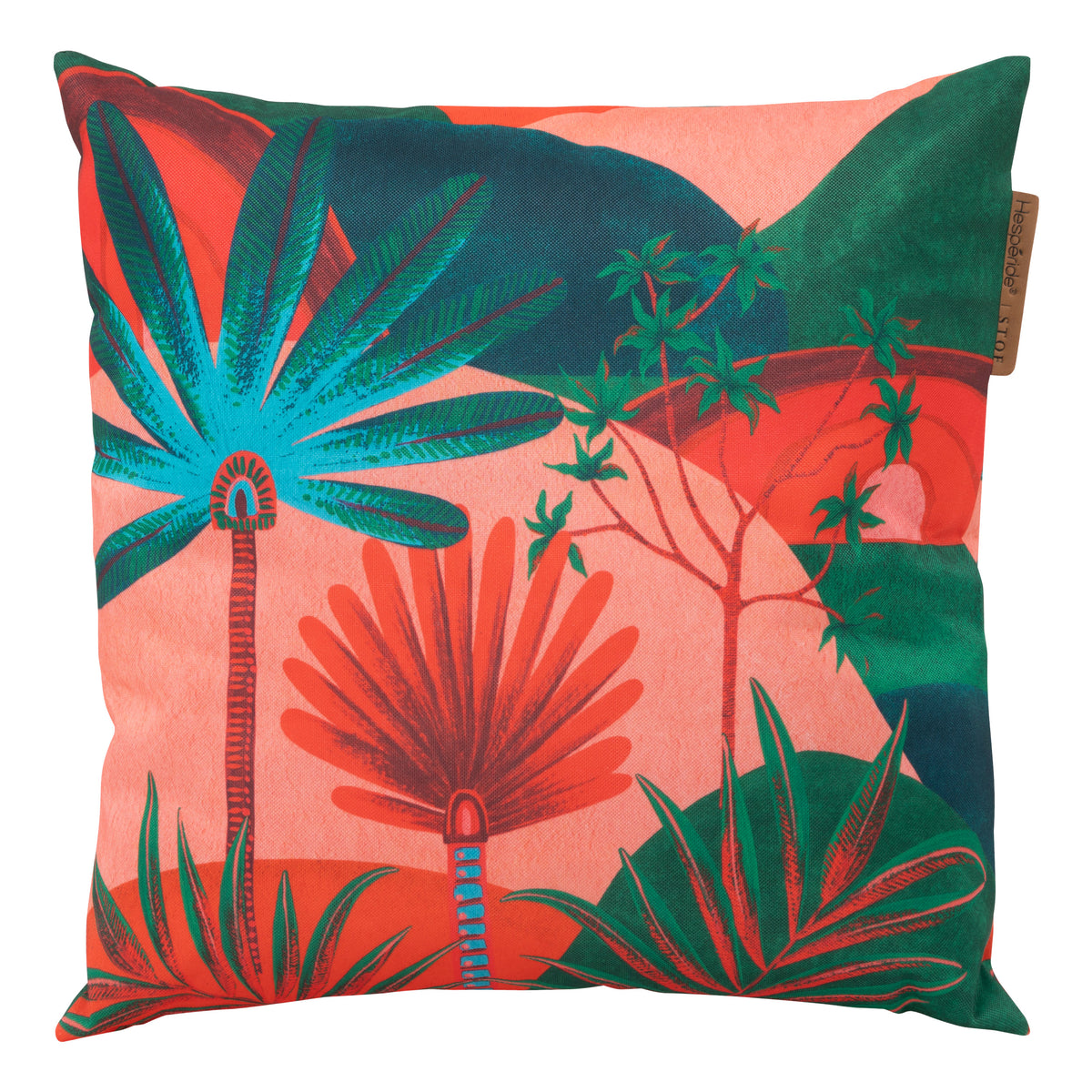 Perna decorativa de exterior Maoria cu motiv jungla, 40 x 40 cm, poliester - Hesperide