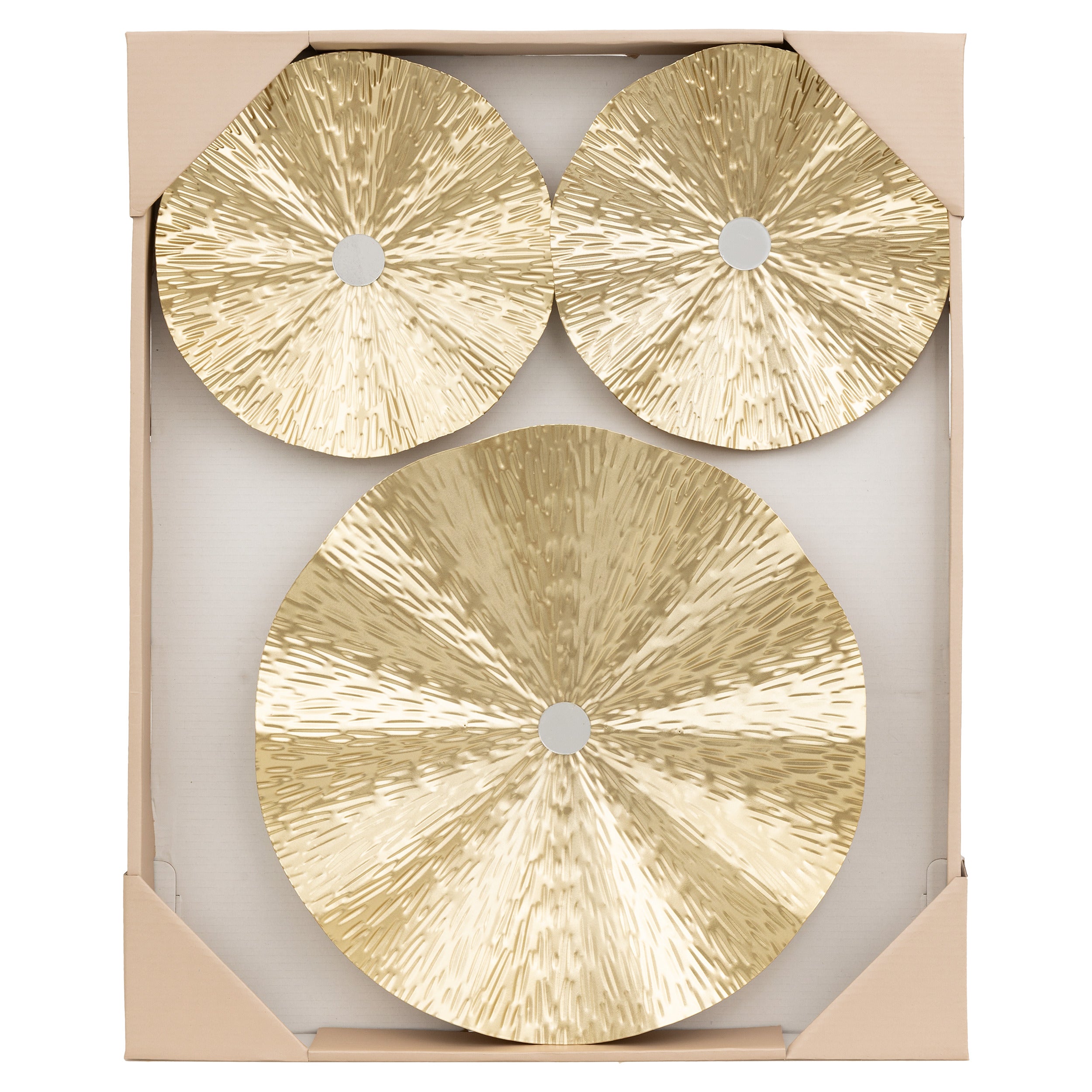 Decoratiune de perete, deco perete metal leslie auriu set 3 buc - Atmosphera