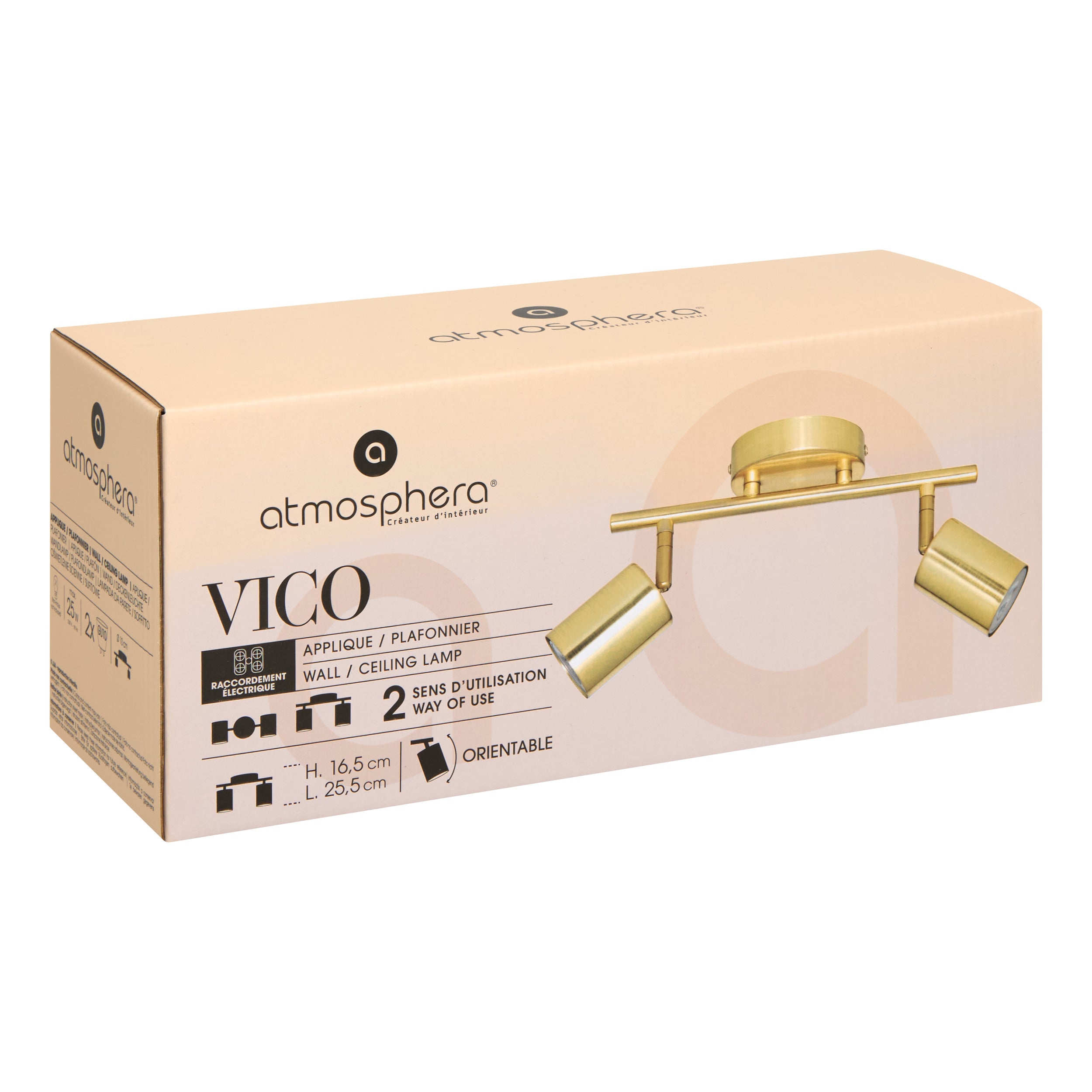 Corp de iluminat, vico auriu wall/ceilx2 L28 - Atmosphera