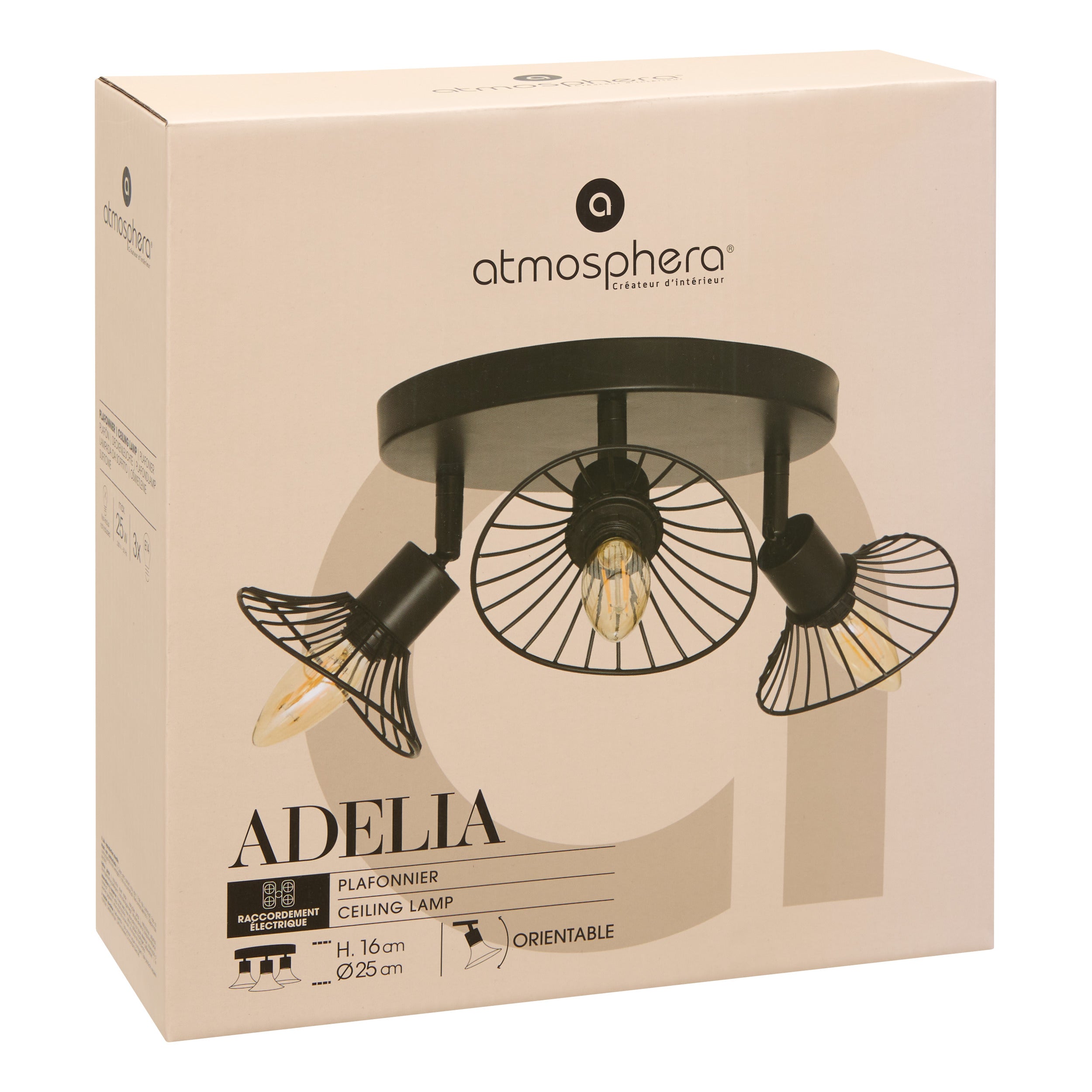 Corp de iluminat, adelia negru metal tavan lampa set 3 D25 cm - Atmosphera