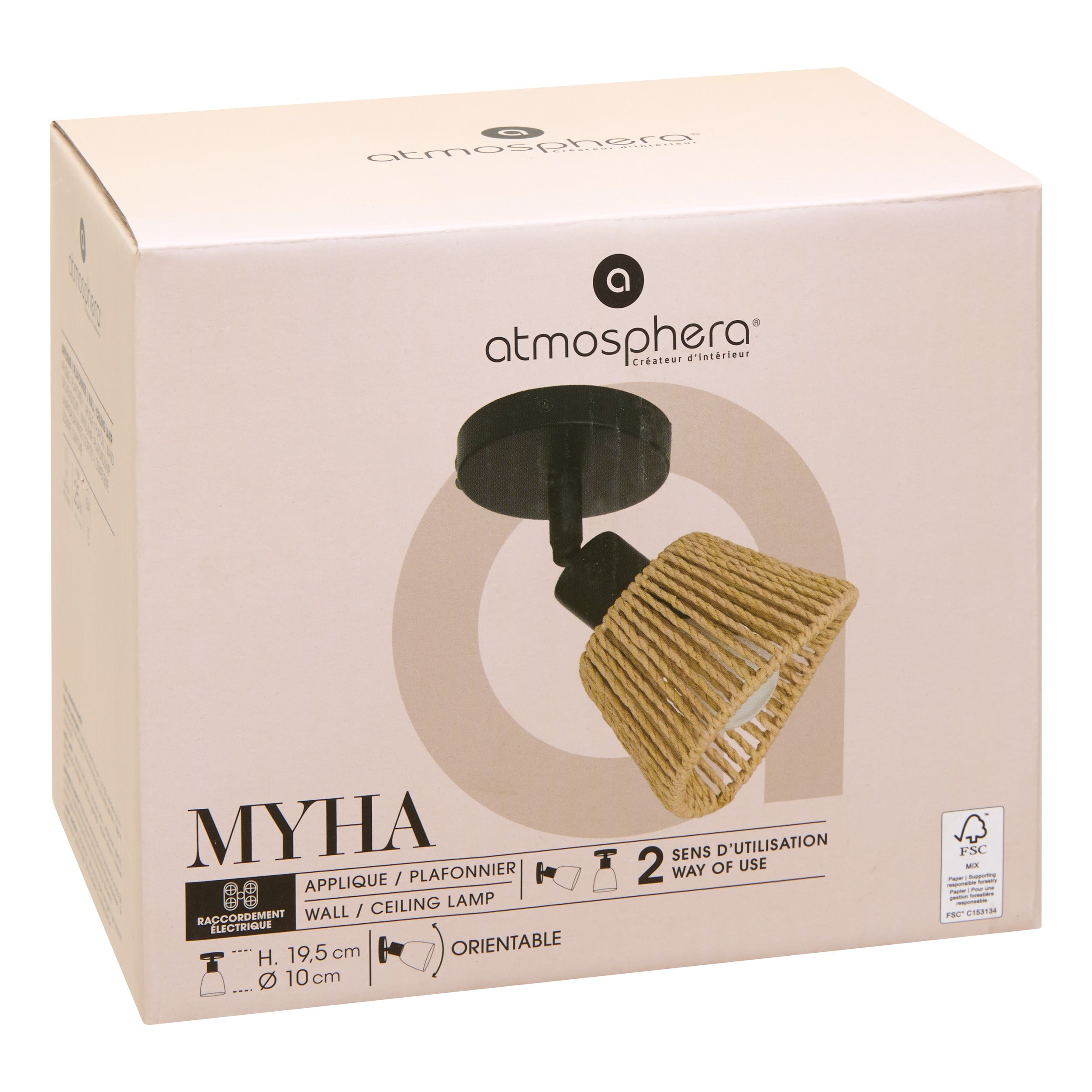 Corp de iluminat, myha natur franghie perete/tavan D10 cm - Atmosphera