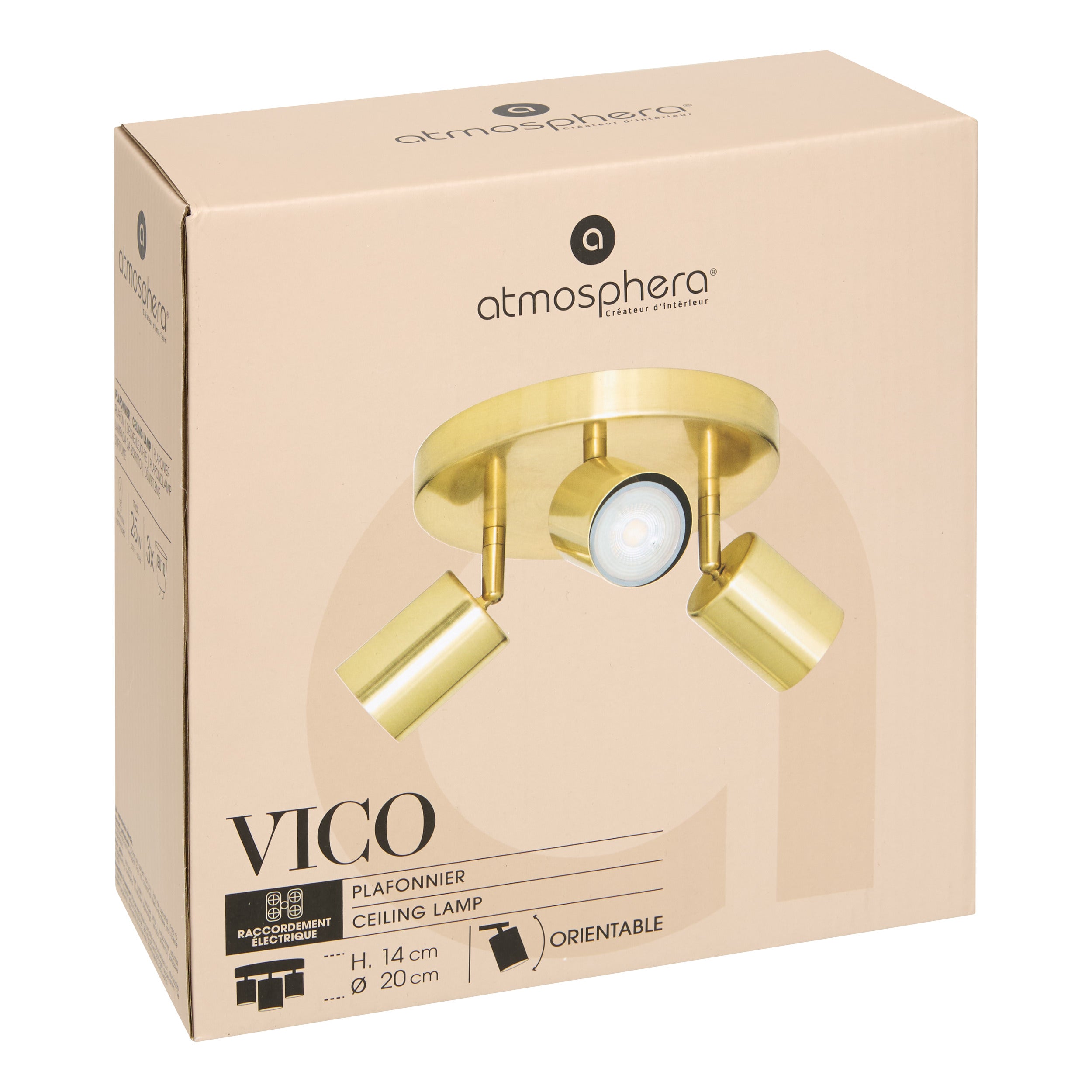 Corp de iluminat, vico auriu metal ceil lampa set 3 D20 cm - Atmosphera