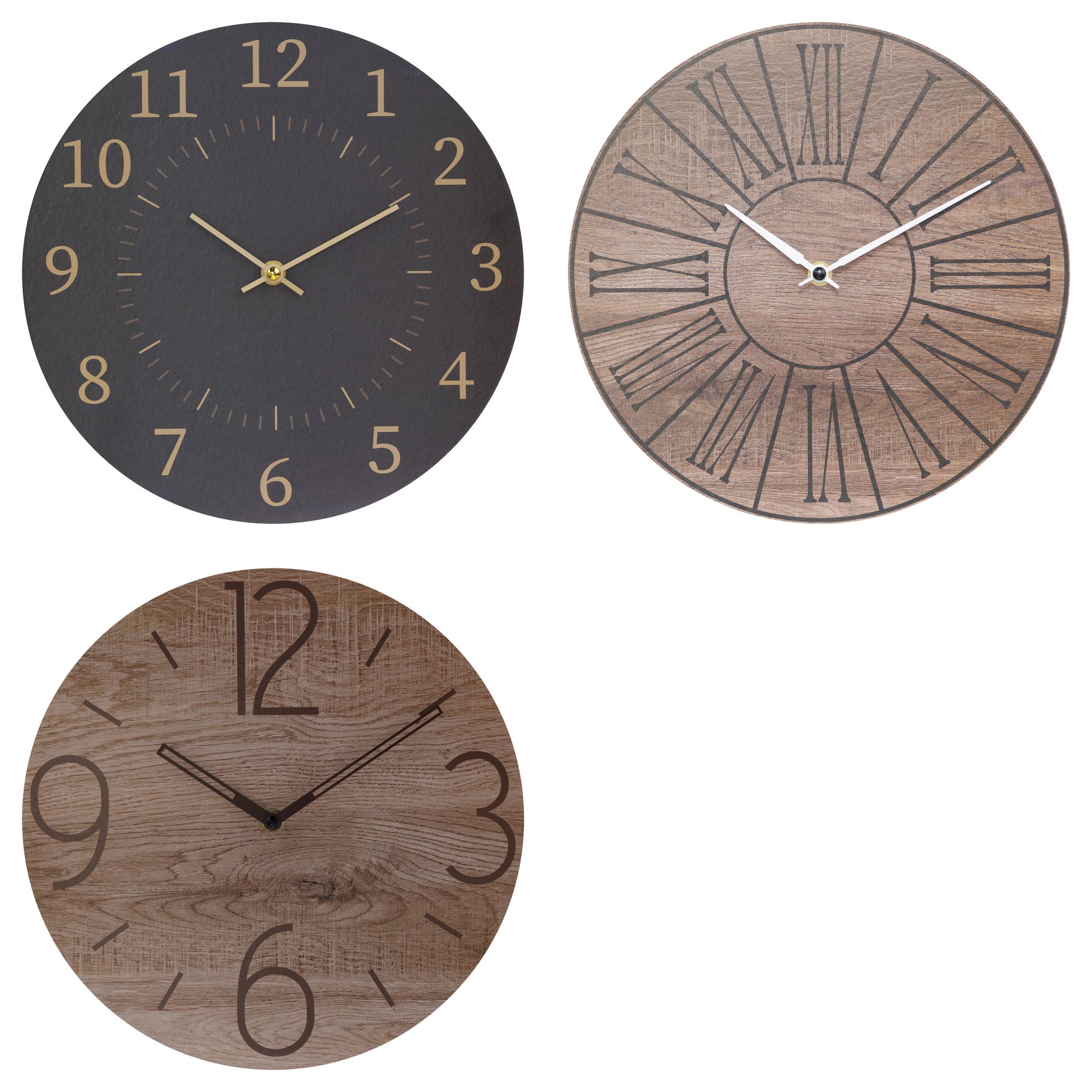 Ceas lemn D28 cm asortat - Atmosphera
