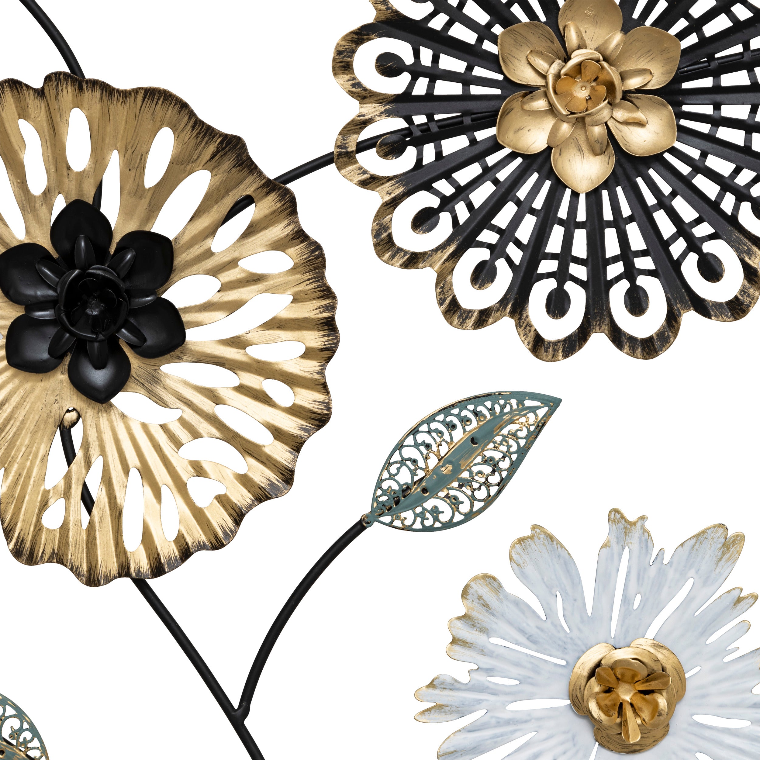 Decoratiune de perete, decor perete metal florine 40 x 60 cm asortat - Atmosphera