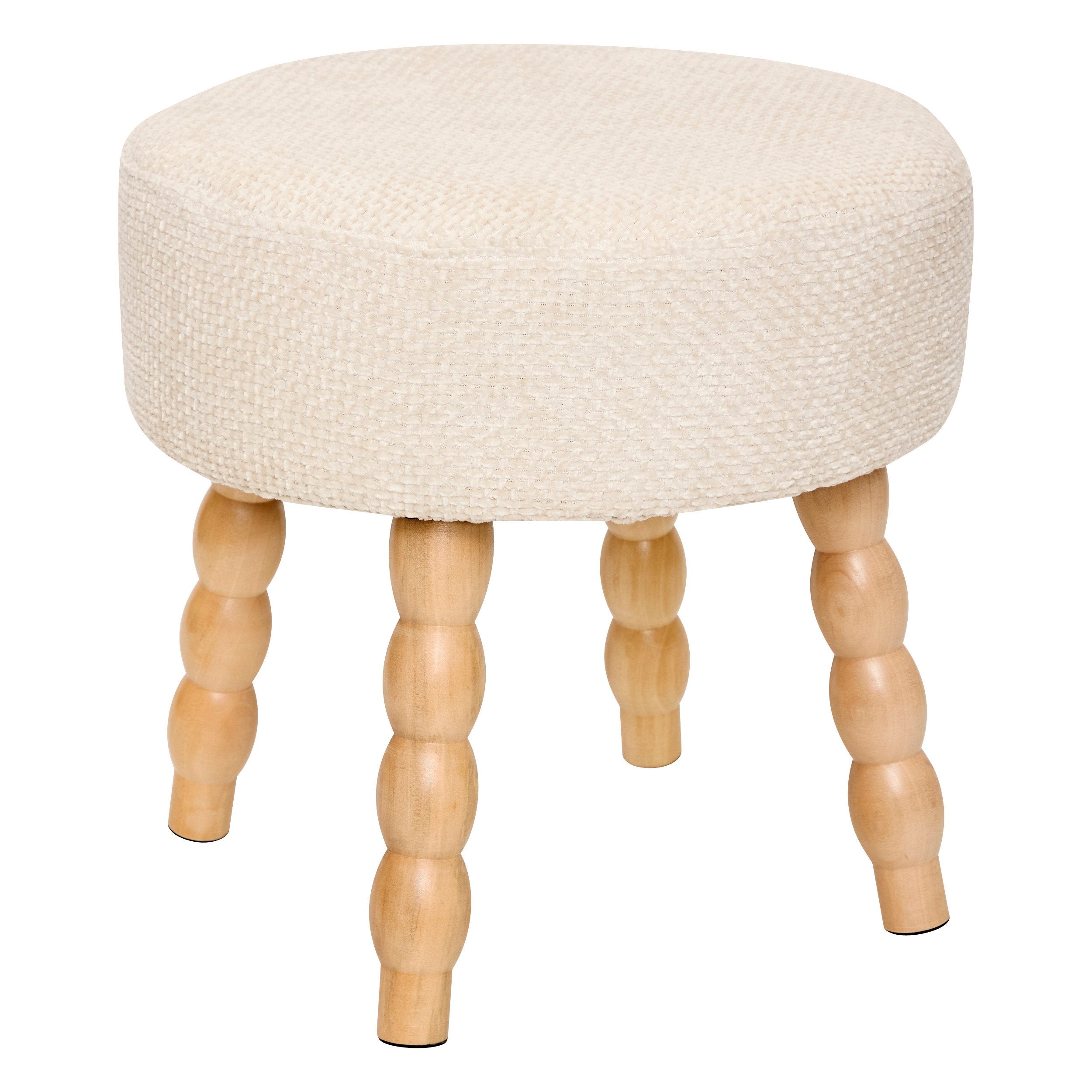 Taburet decorativ Spolo chenille alb Atmosphera