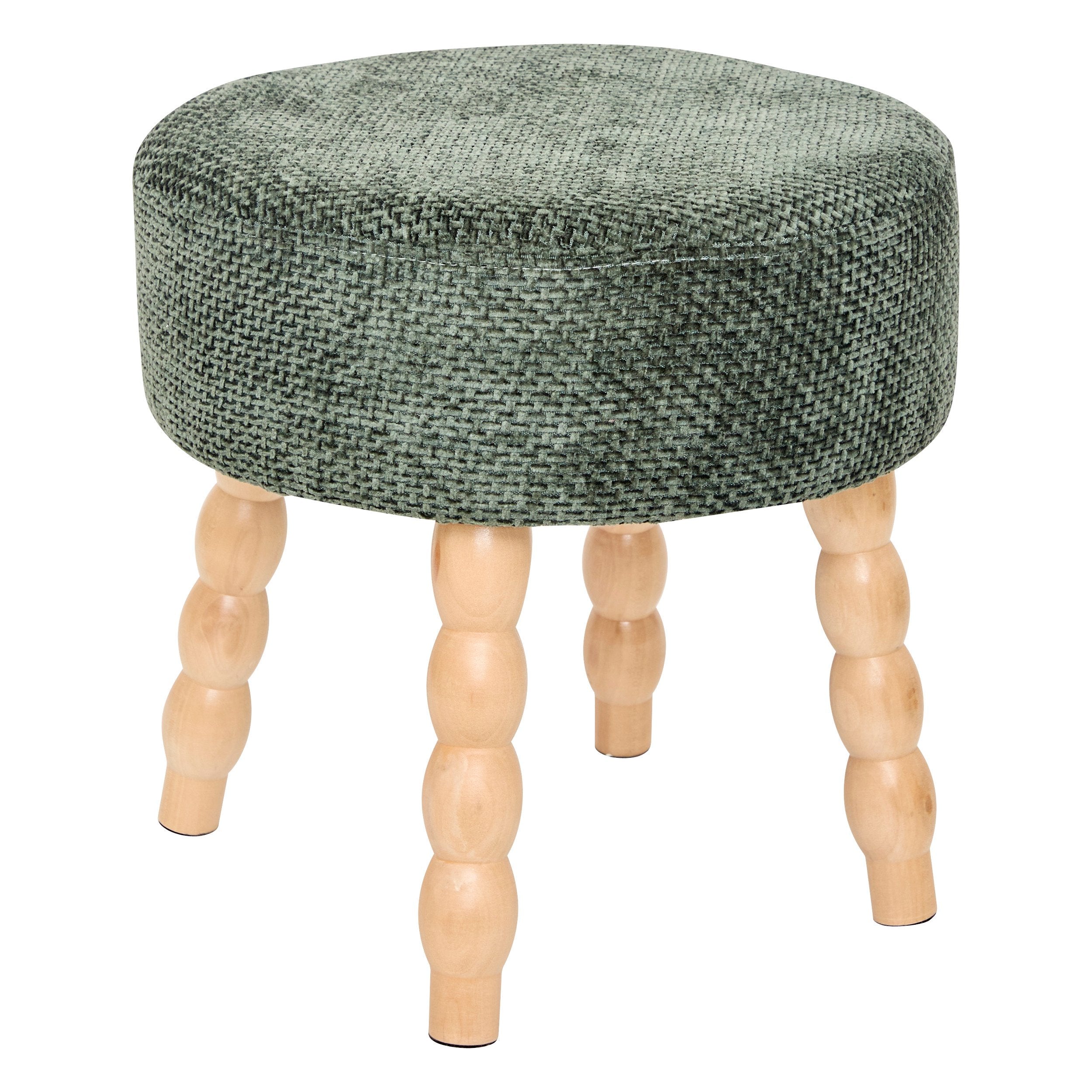 Taburet decorativ Spolo chenille verde cedru Atmosphera