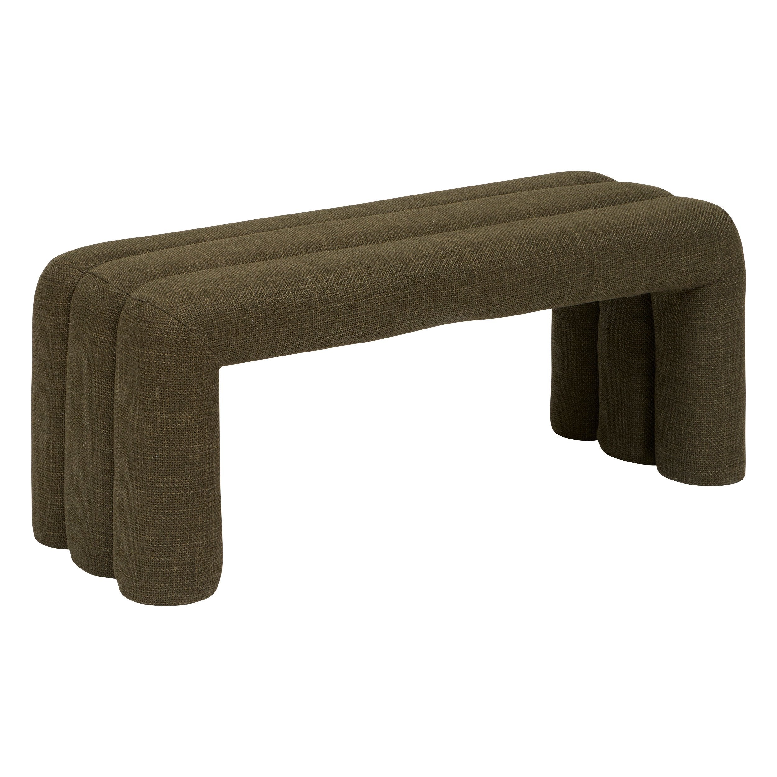 Banca Sisco L. 102 x l. 42 x H. 43.5 cm material textil kaki Atmosphera
