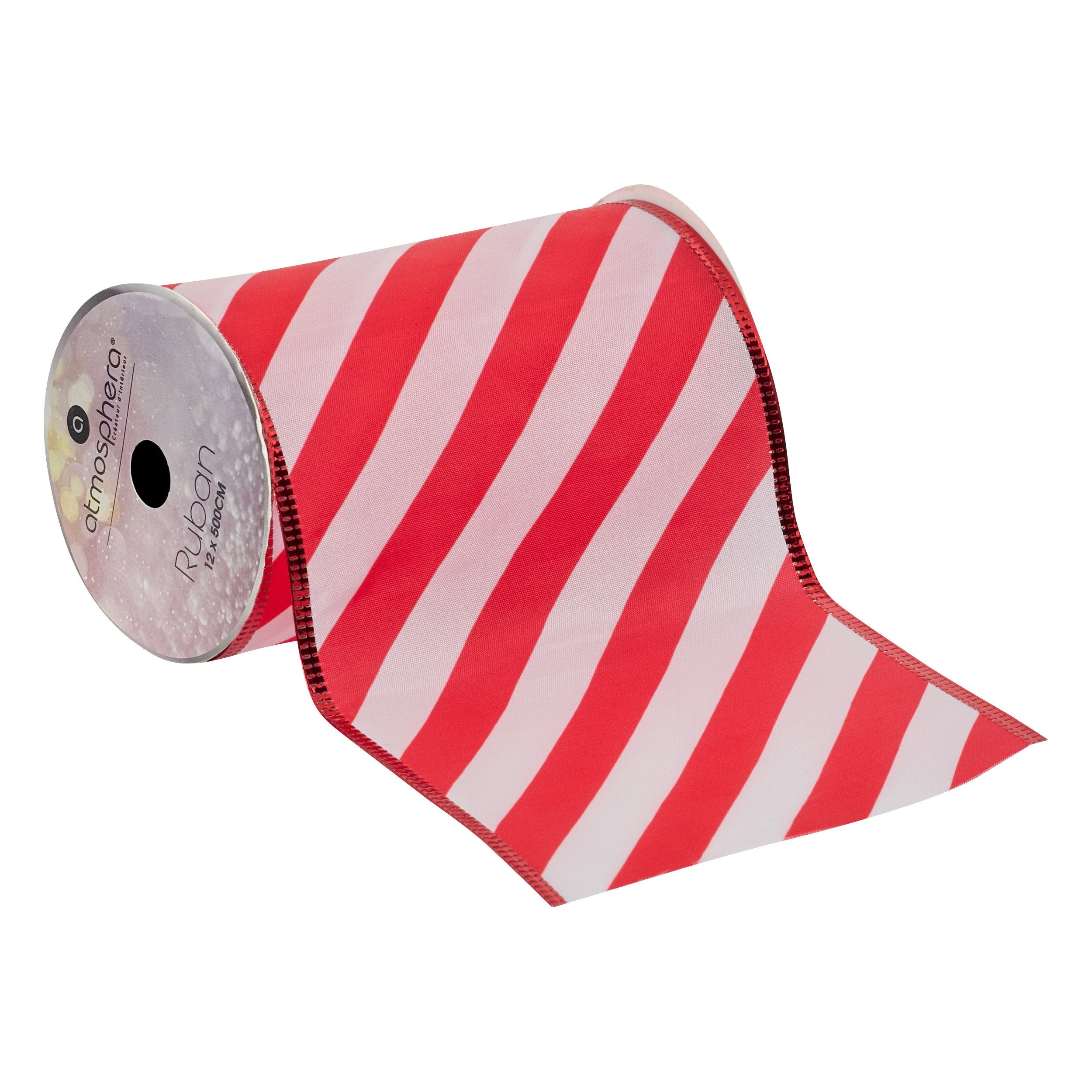 Panglica cu dungi, rosu si alb, 12 cm x 5 m | Atmosphera