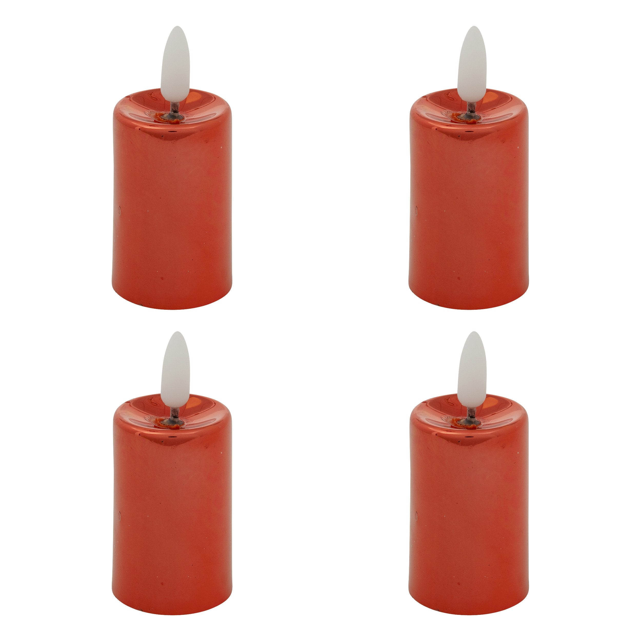 Set 4 lumanari LED, metal rosu | Atmosphera