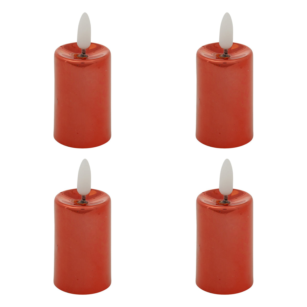 Set 4 lumanari LED, metal rosu | Atmosphera