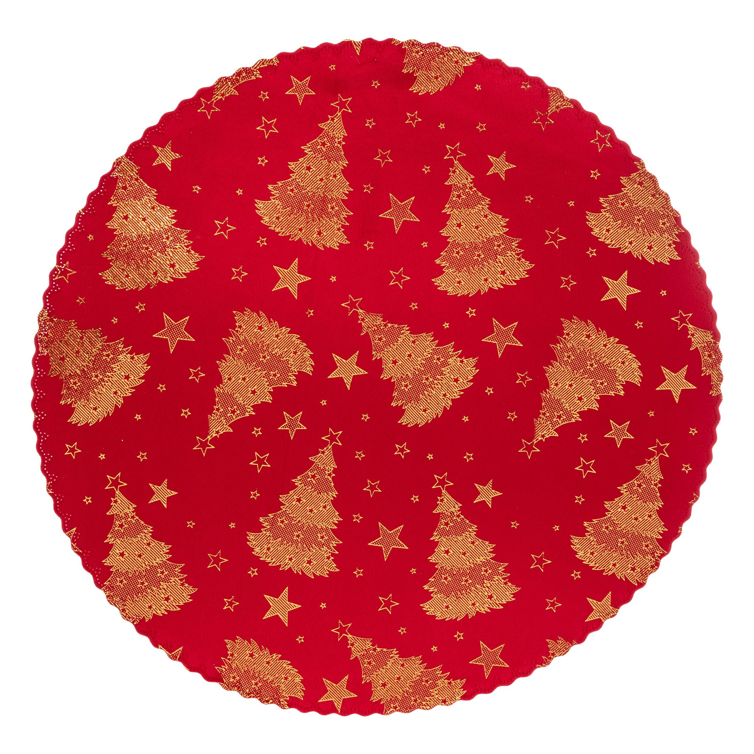 Suport farfurie catifea, rosu, D 38 cm | Atmosphera