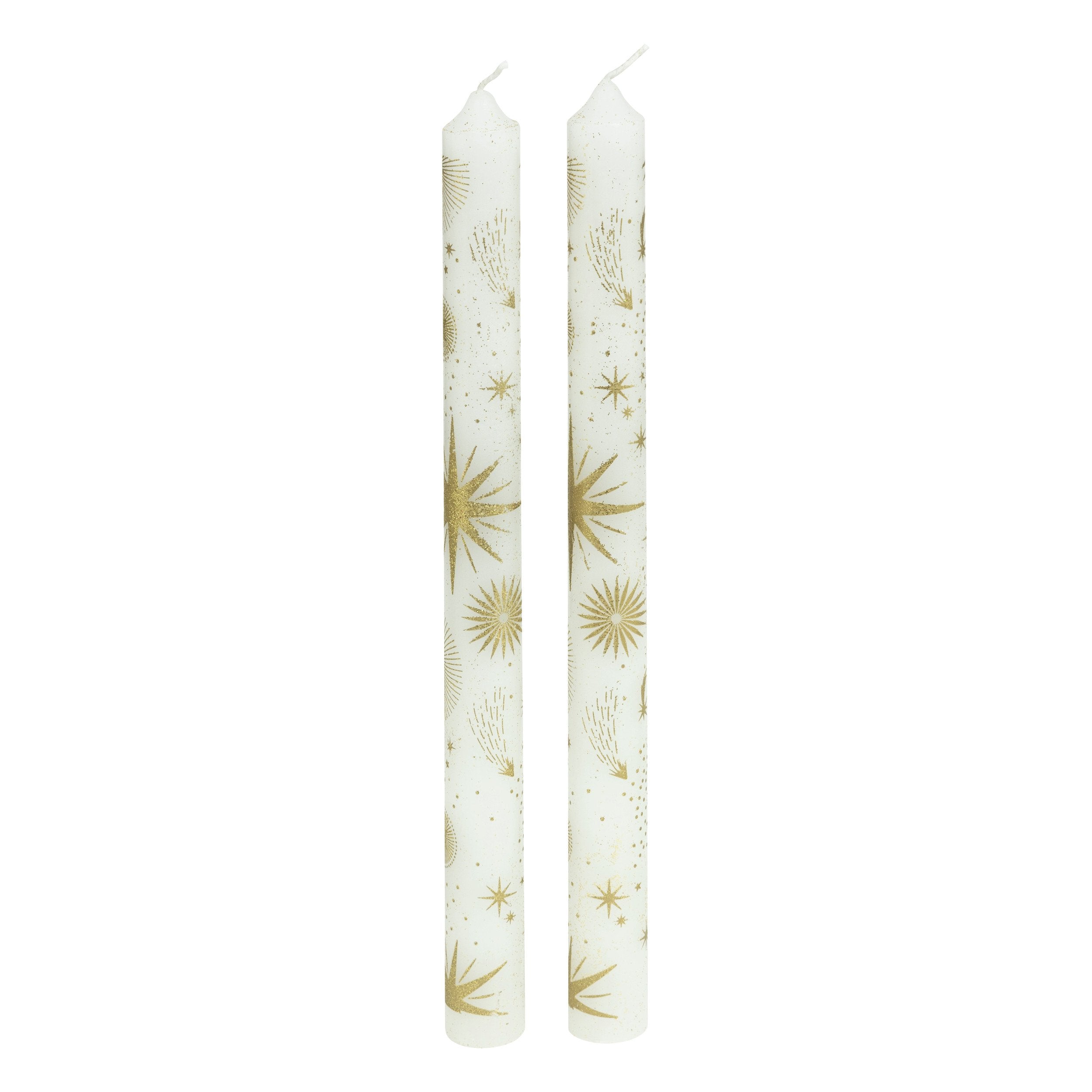 Set 2 lumanari baston cu stele, albe, 144 g | Atmosphera