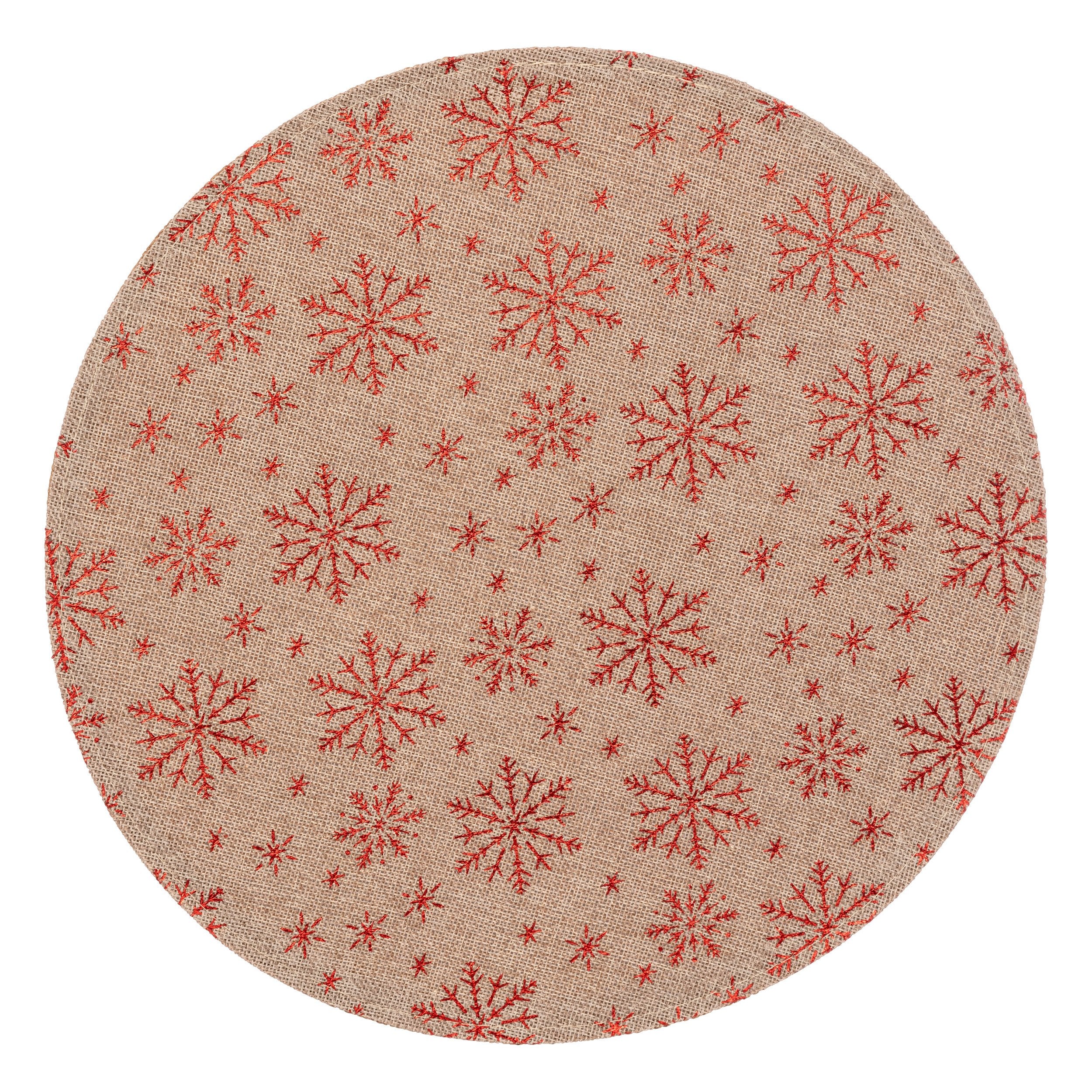 Suport farfurie fulgi de nea, rosu, D 38 cm | Atmosphera
