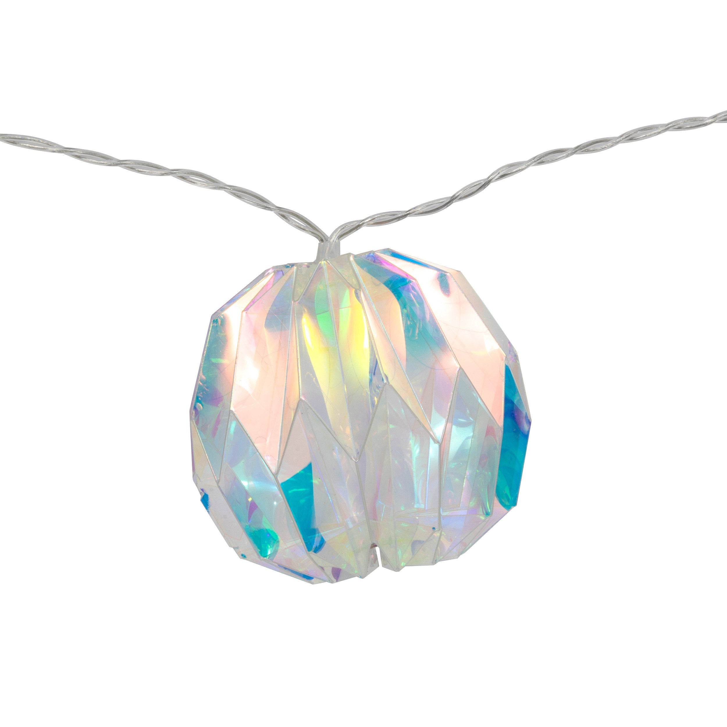 Ghirlanda globuri iridescente 10 LED, alb cald | Feeric