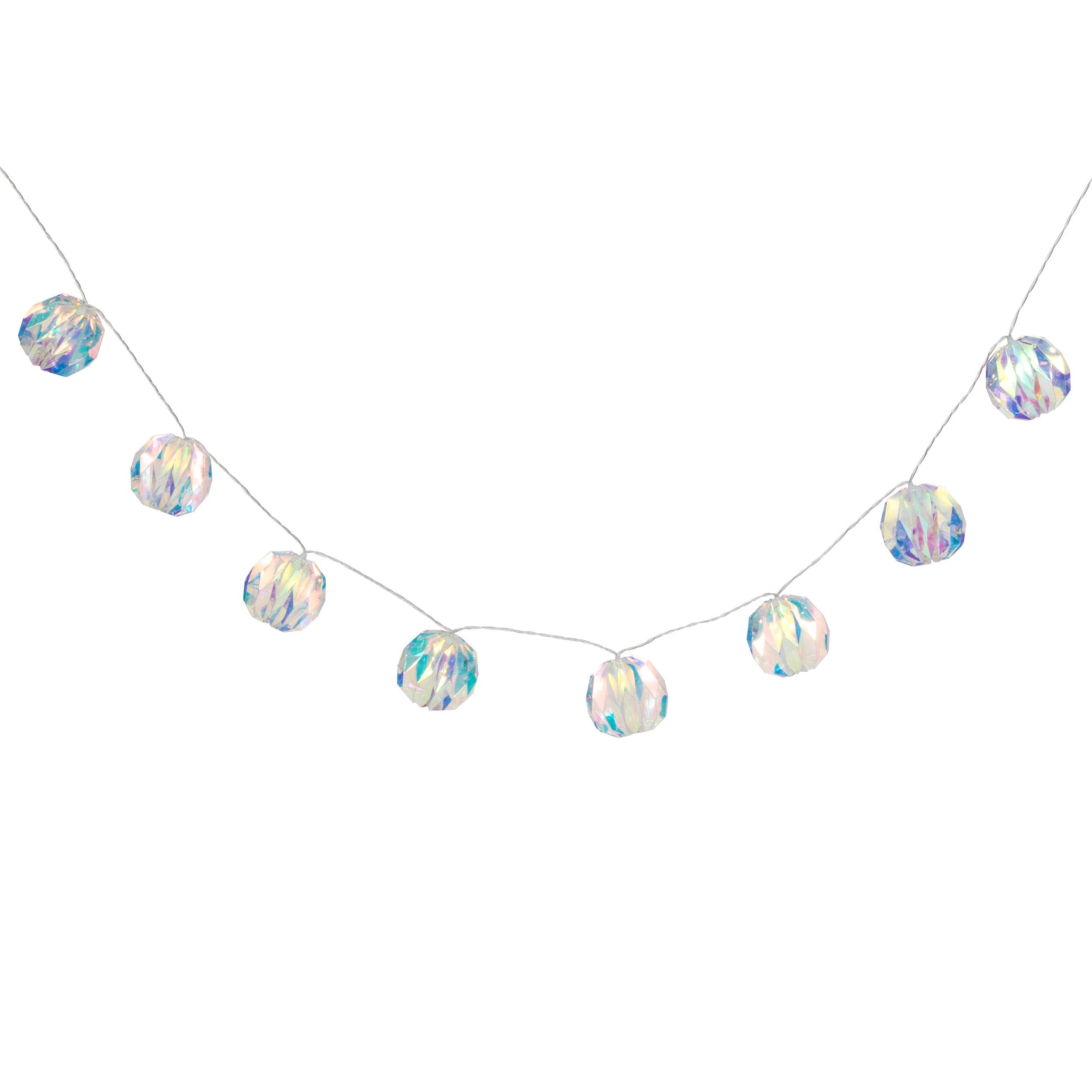 Ghirlanda globuri iridescente 10 LED, alb cald | Feeric