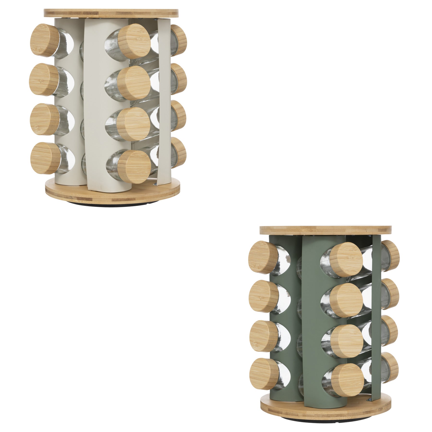 Stand rotativ Sensia, set 16 recipiente condimente cu suport metalic asortat