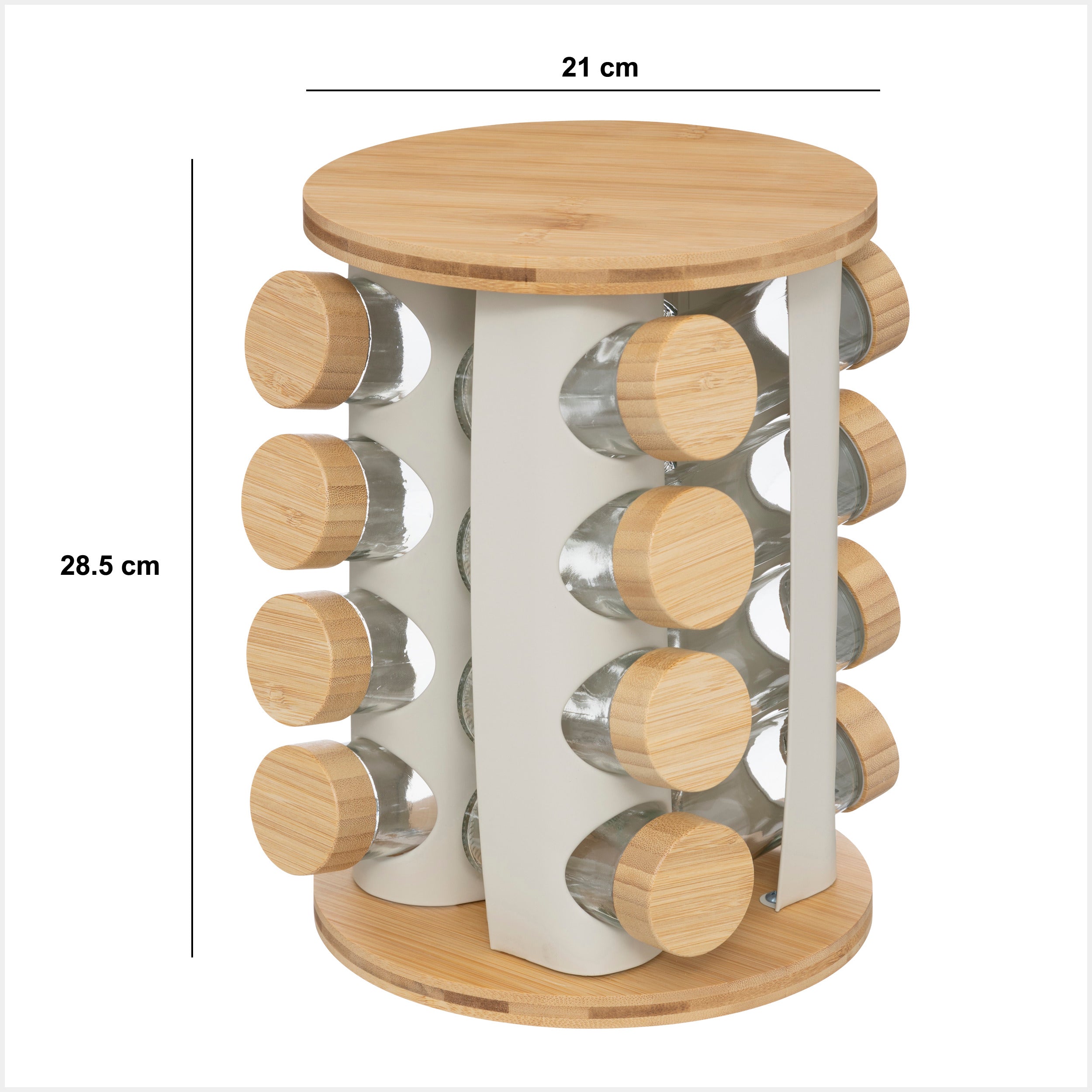 Stand rotativ Sensia, set 16 recipiente condimente cu suport metalic asortat