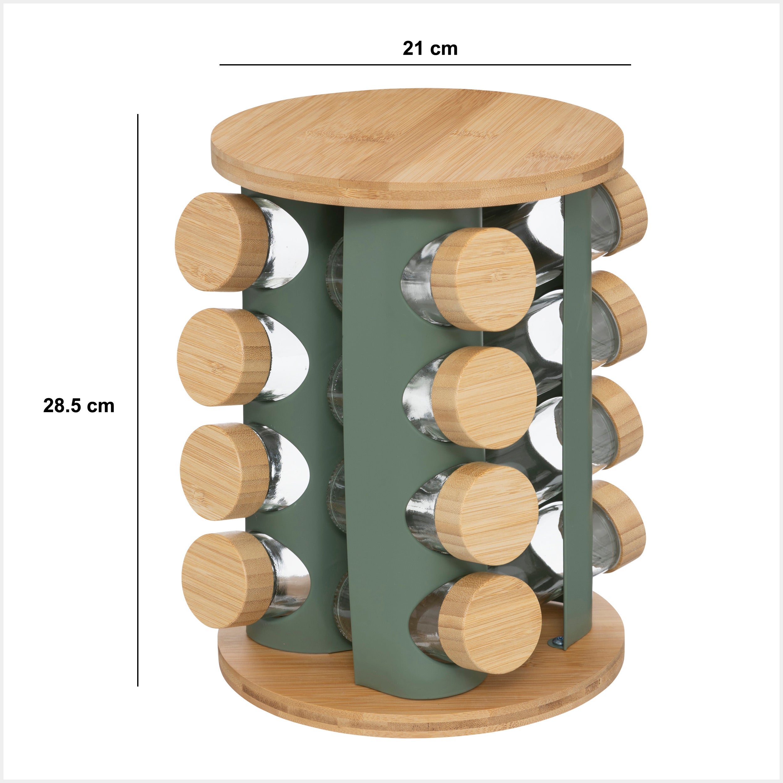 Stand rotativ Sensia, set 16 recipiente condimente cu suport metalic asortat