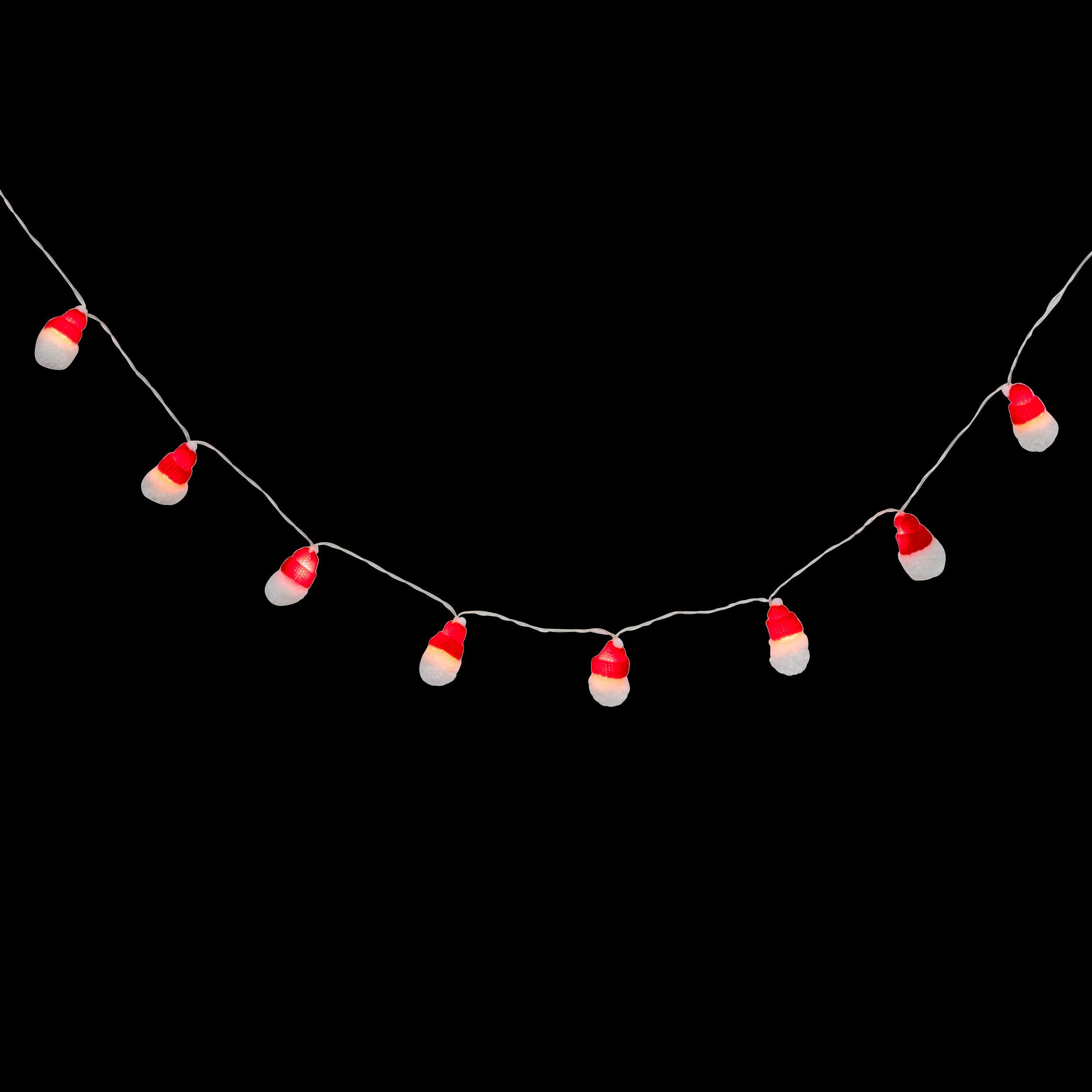 Ghirlanda caciuli Mos Craciun 10 LED, alb cald | Feeric