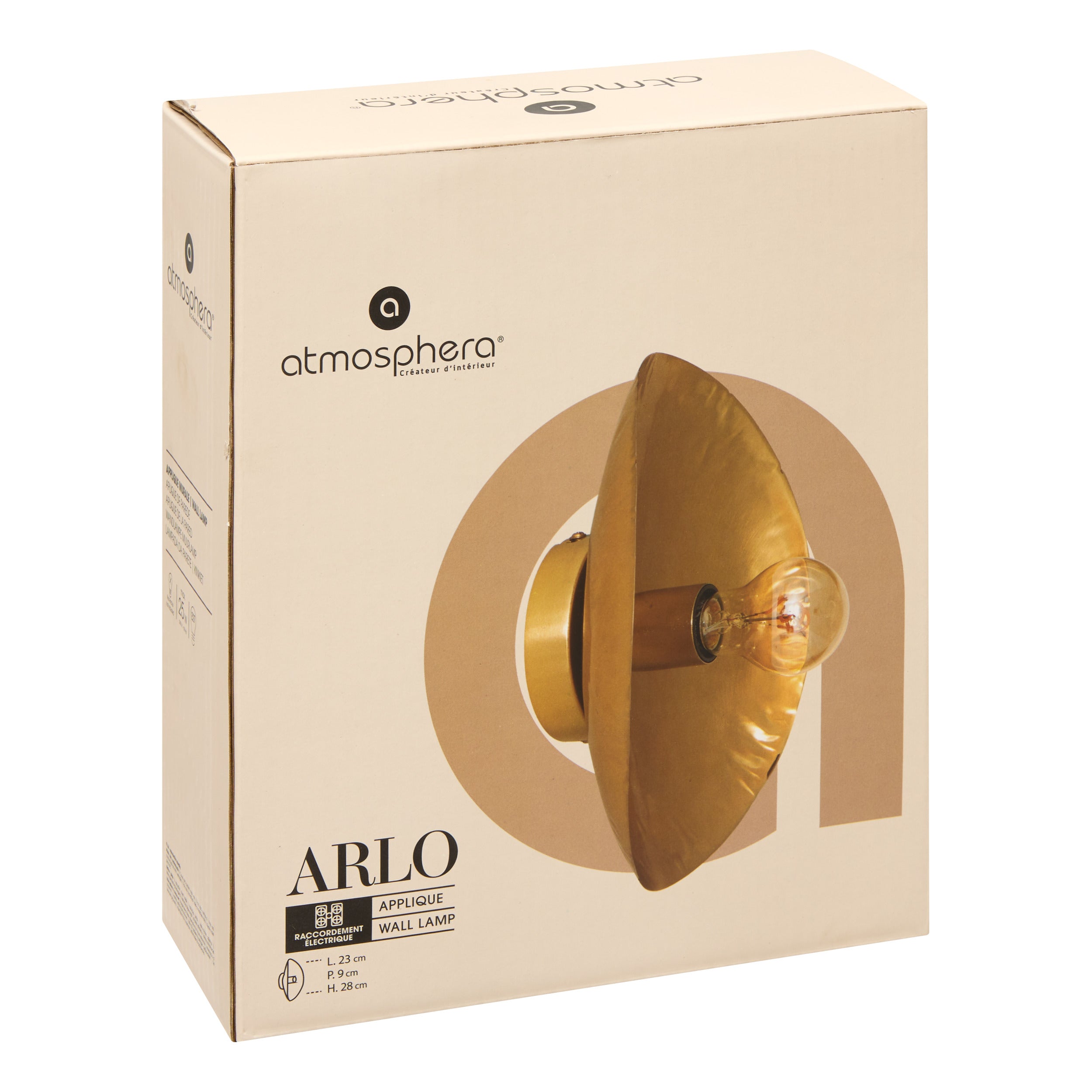 Corp de iluminat, arlo aur metal aplica perete H28 cm - Atmosphera
