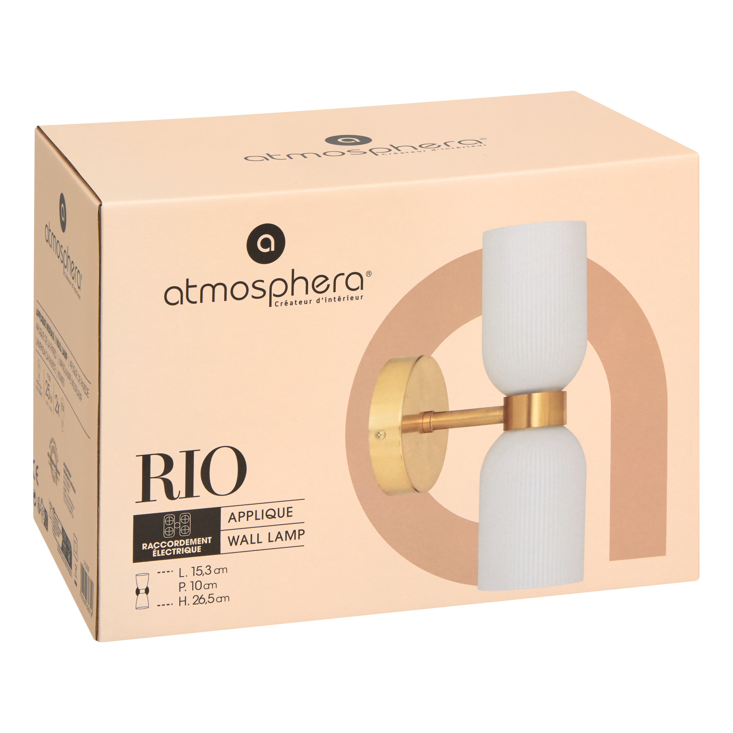 Corp de iluminat, rio sticla aplica perete dubla H26.5 cm - Atmosphera