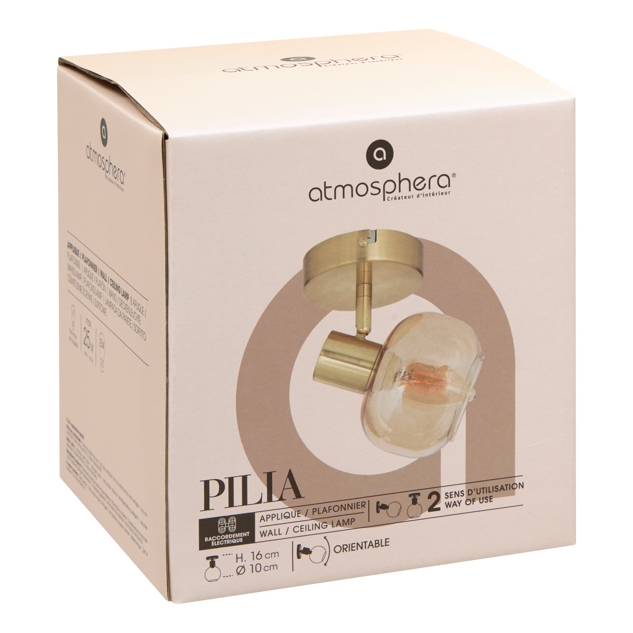 Corp de iluminat, aplica perete pilia sticla chihlimbar D10 cm - Atmosphera
